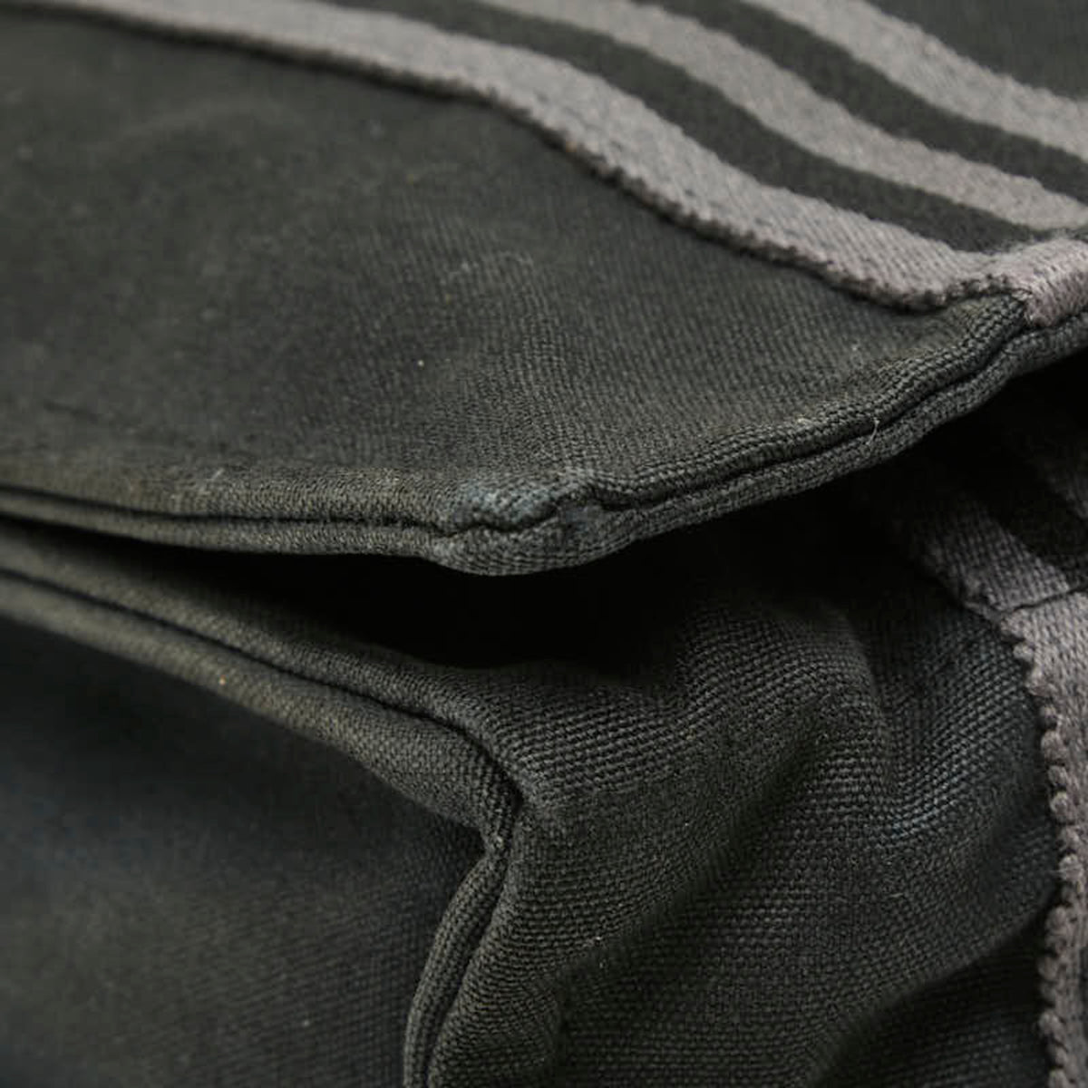 Hermes Black Gray Canvas Shoulder Bag (Pre-Owned)