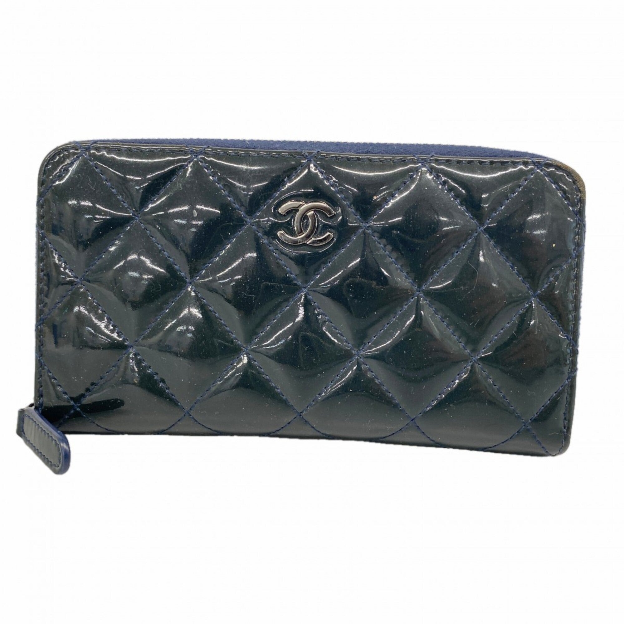Chanel Navy Patent Leather Coin Purse/Coin Case (Pre-Owned)