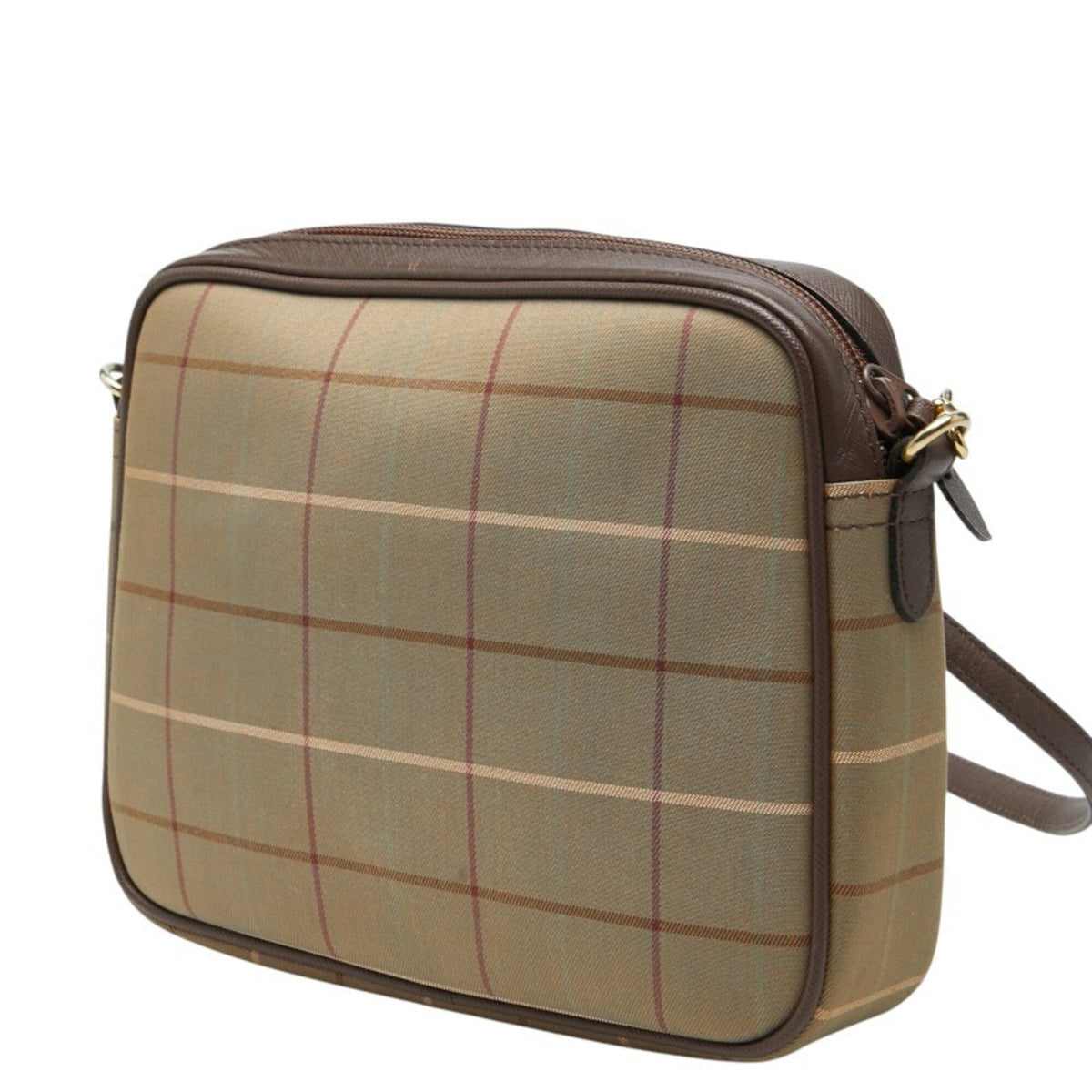 Burberry Beige Brown Iridescent Leather Nylon Canvas Shoulder Bag (Pre-Owned)
