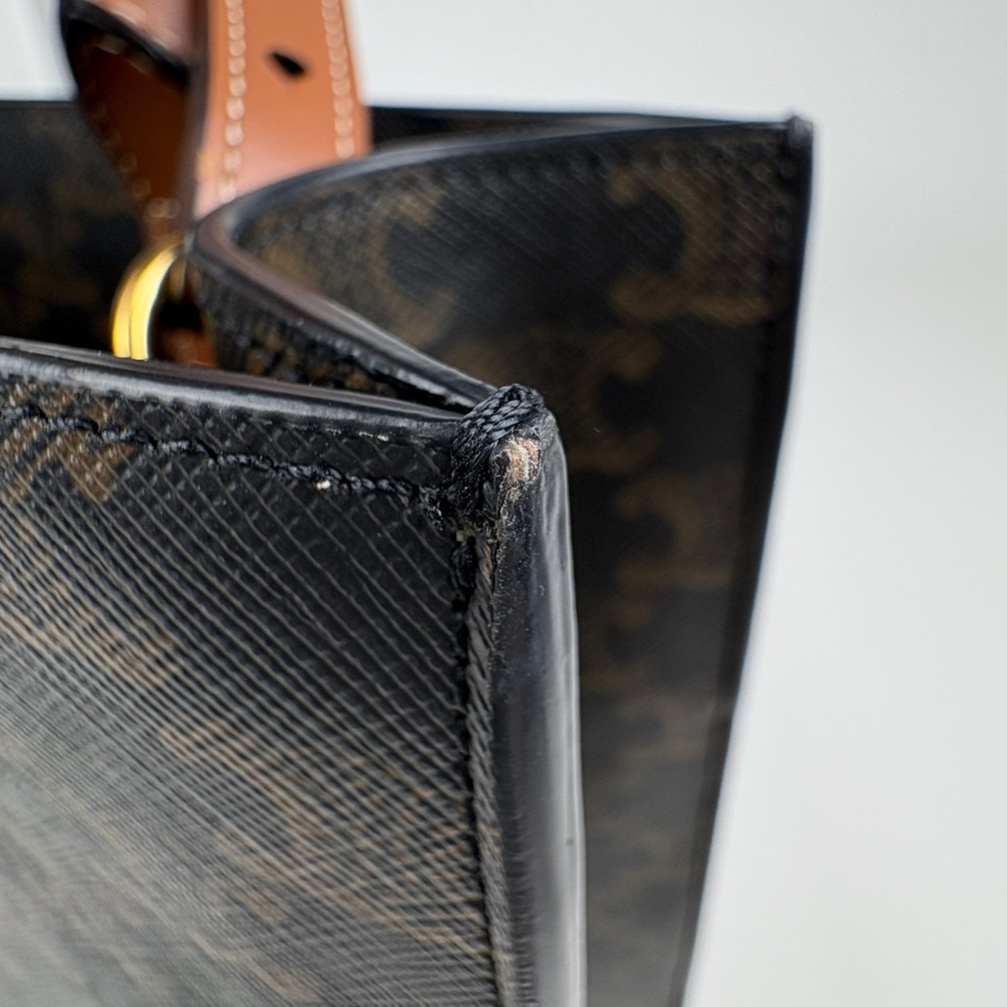 Celine Black Brown Coated Canvas Leather Tote Bag (Pre-Owned)