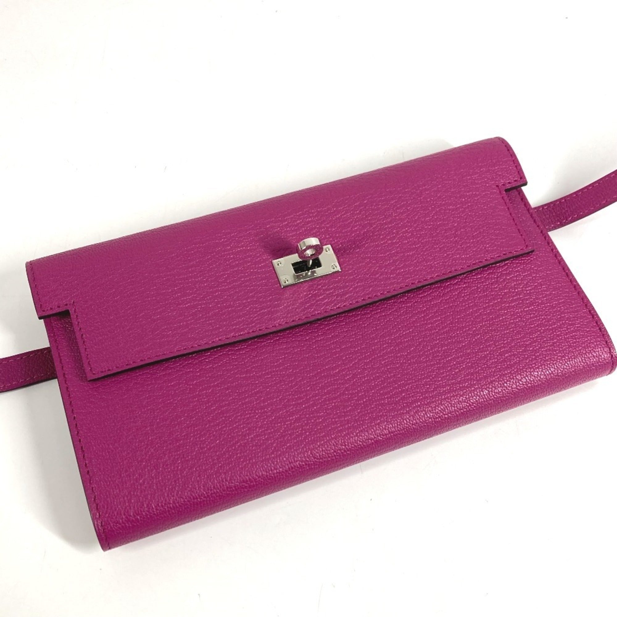 Hermes Rose Purple Chevre Leather Long Wallet (Bi-Fold) (Pre-Owned)