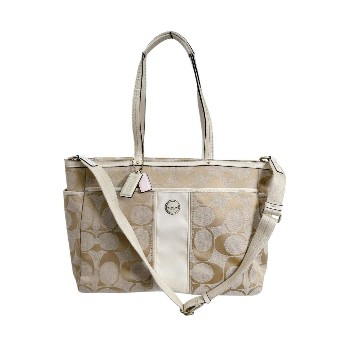 Coach Beige Canvas Handbag Tote Bag (Pre-Owned)