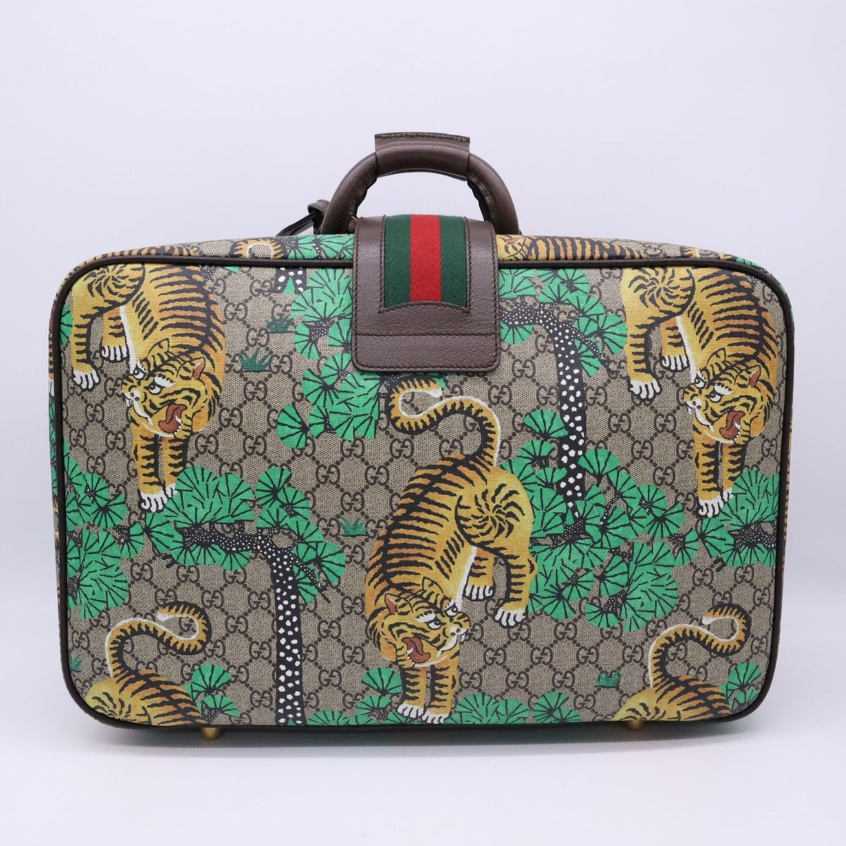 Gucci Sherry Line Beige Multi-Color Coated Canvas Leather Boston Bag (Pre-Owned)