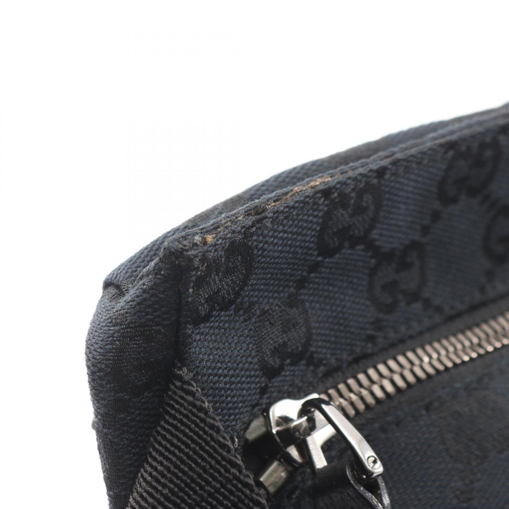 Gucci Black Navy Canvas Leather Fanny Pack Handbag (Pre-Owned)