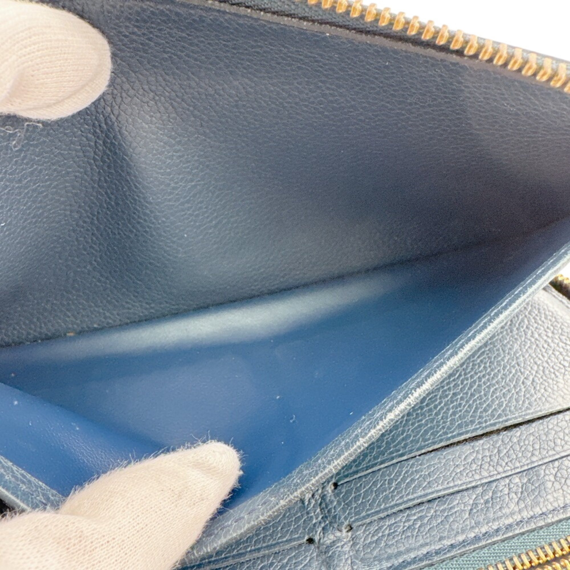 Louis Vuitton Navy Leather Long Wallet (Bi-Fold) (Pre-Owned)