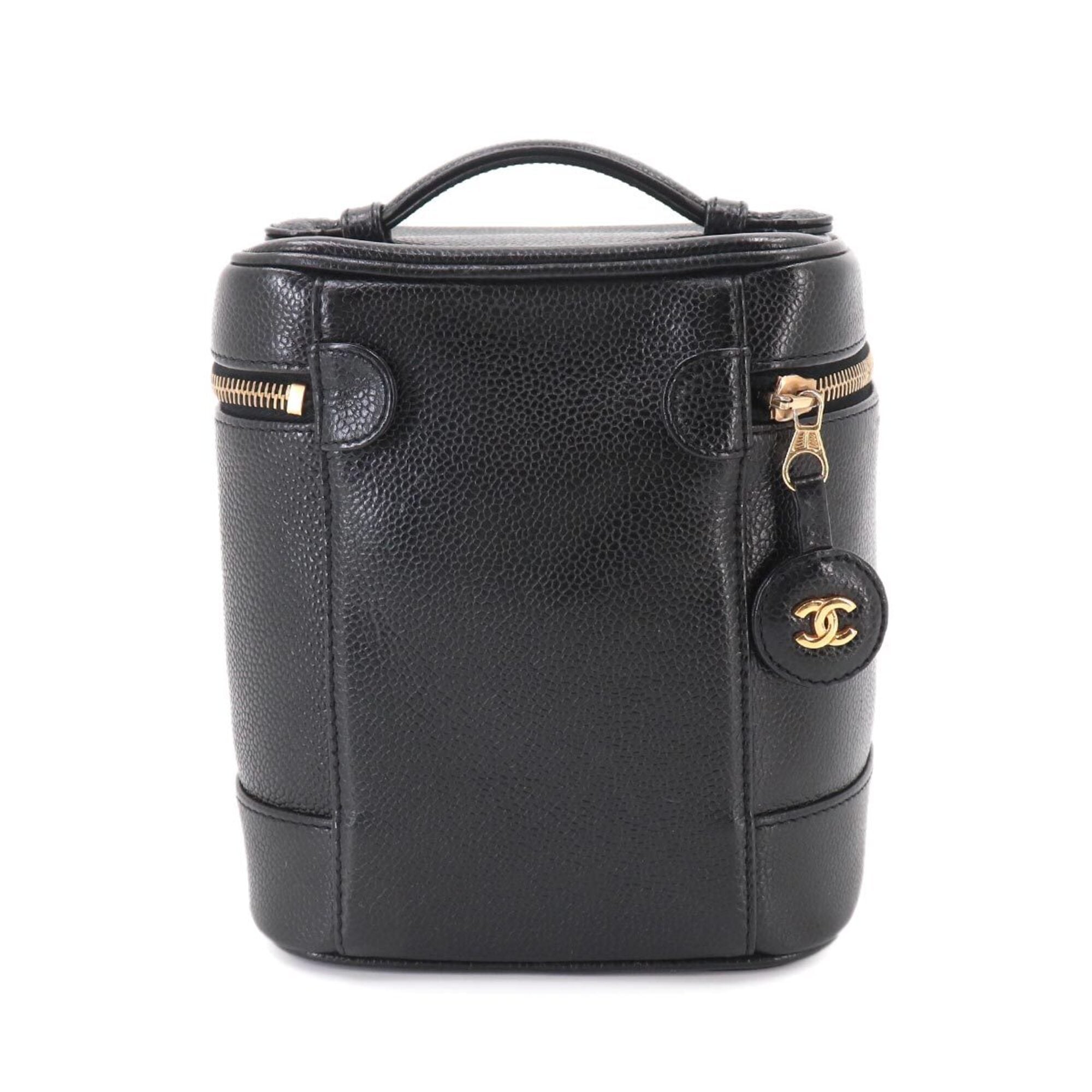 Chanel Black Grained Calfskin Handbag Vanity Bag (Pre-Owned)