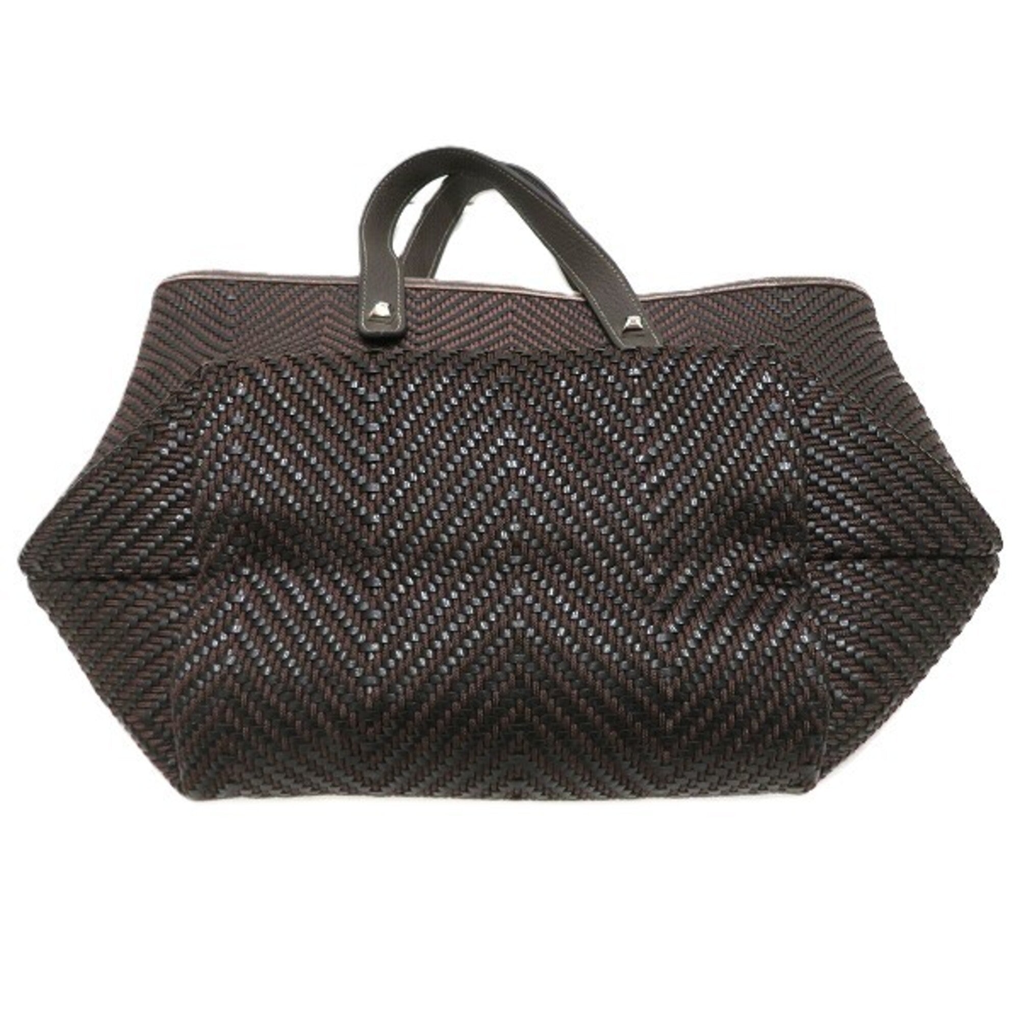 Hermes Brown Leather Nylon Handbag (Pre-Owned)