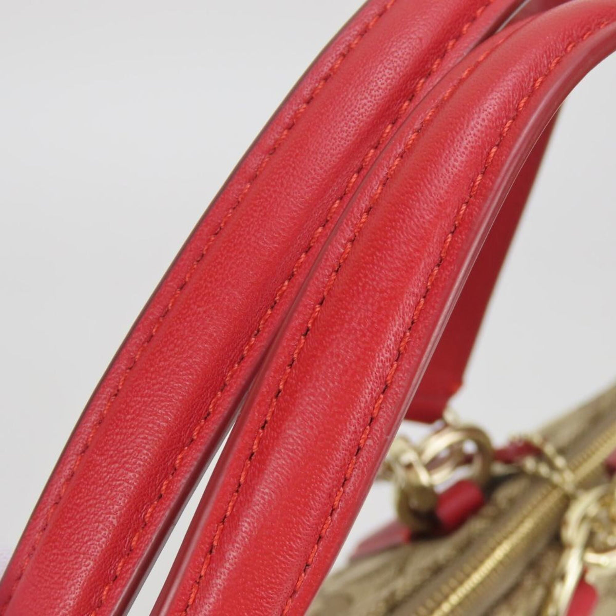 Coach Signature Beige Red Color Canvas Handbag (Pre-Owned)