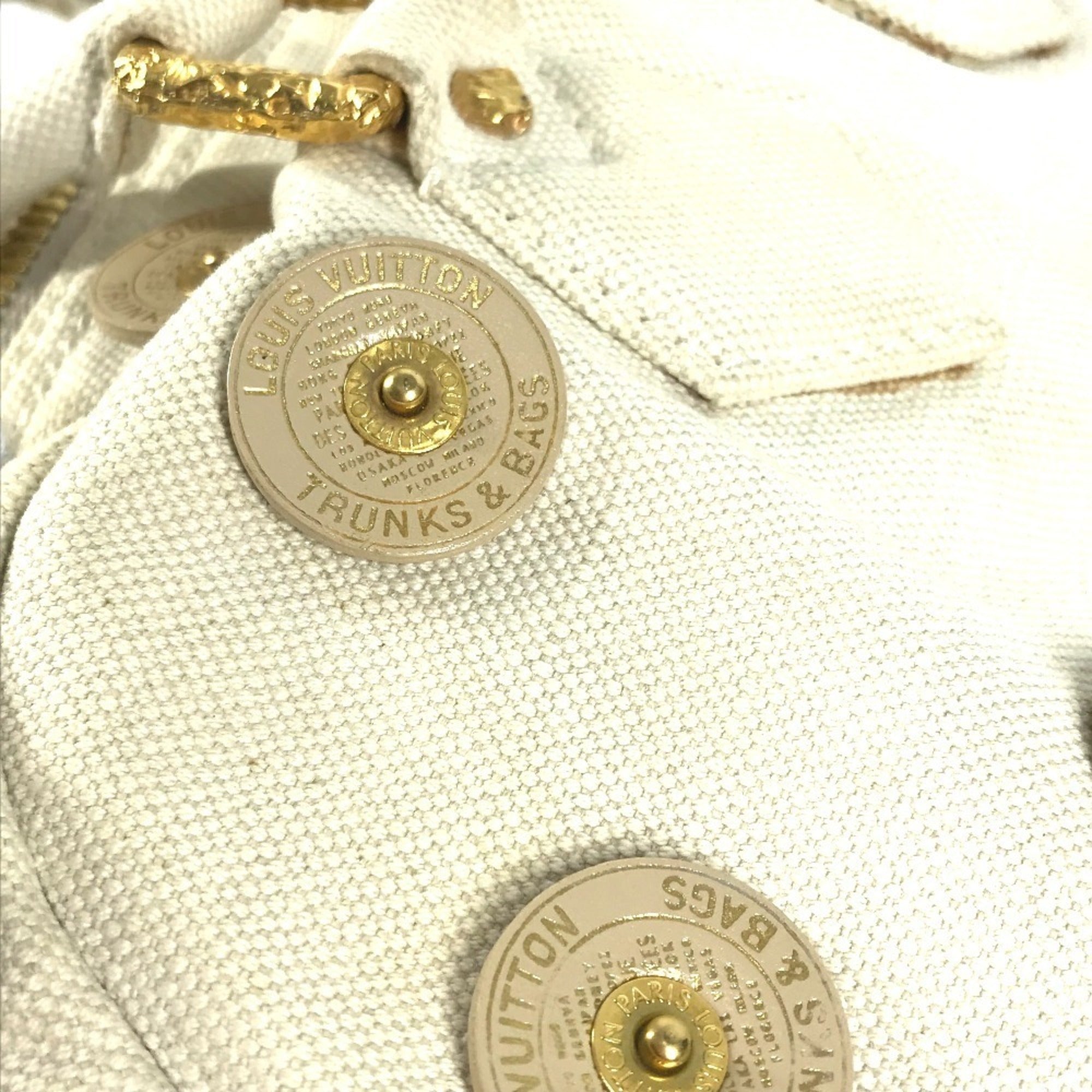 Louis Vuitton White Canvas Boston Bag Handbag Shoulder Bag (Pre-Owned)