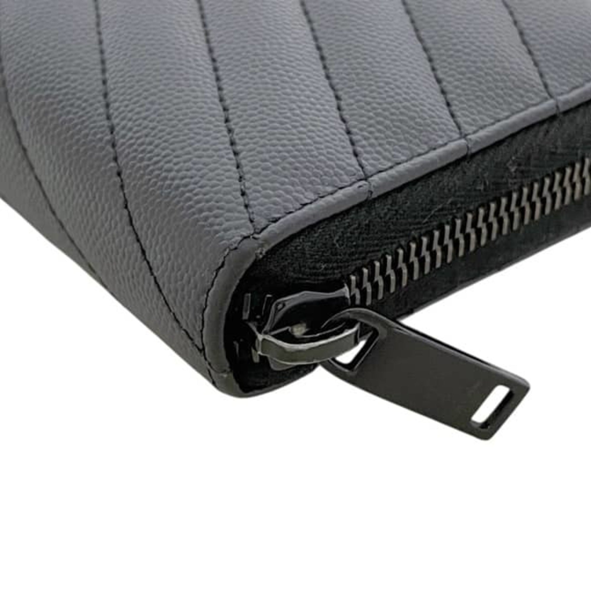 Saint Laurent Black Leather Long Wallet (Bi-Fold) (Pre-Owned)
