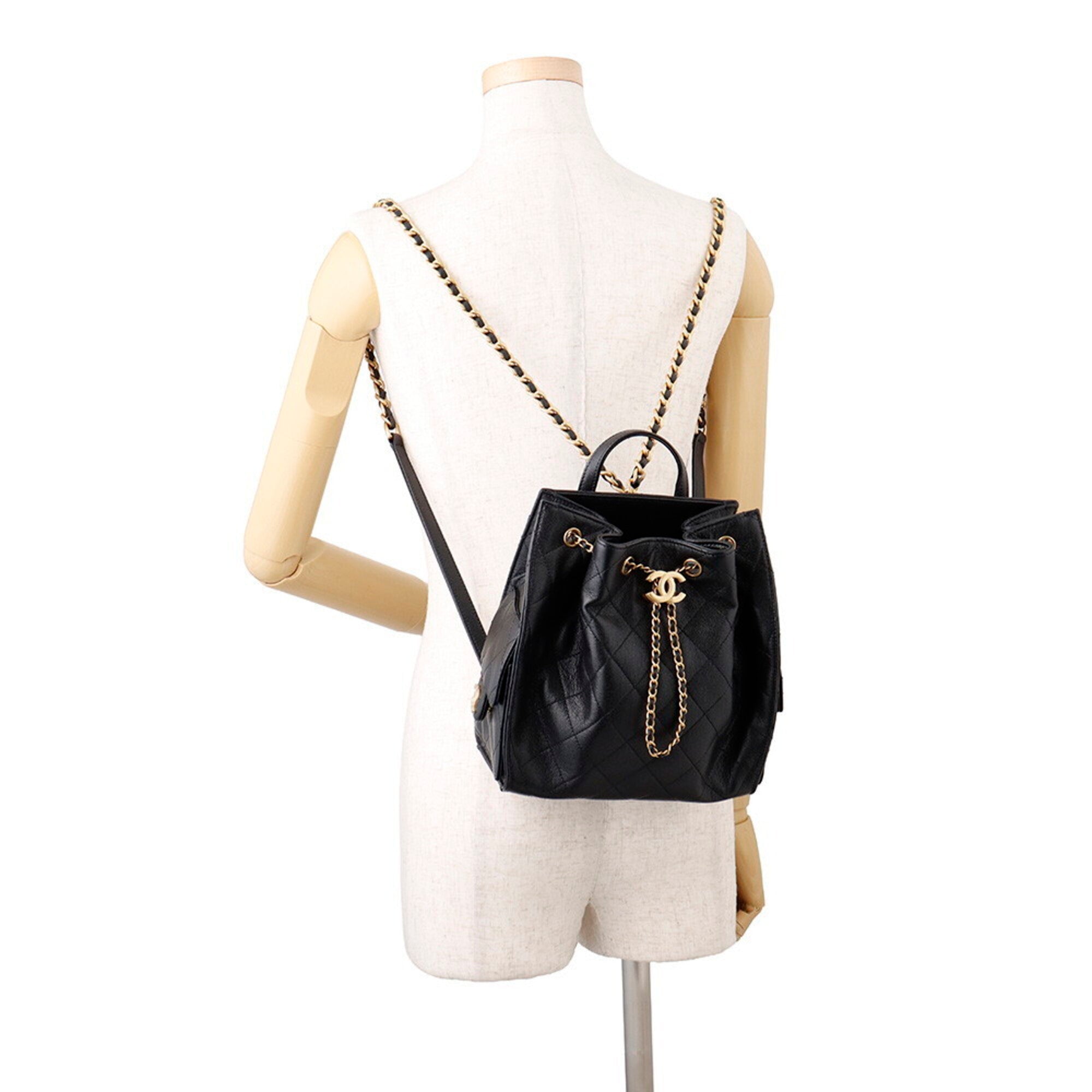 Chanel Matelasse Black Grained Calfskin Backpack (Pre-Owned)