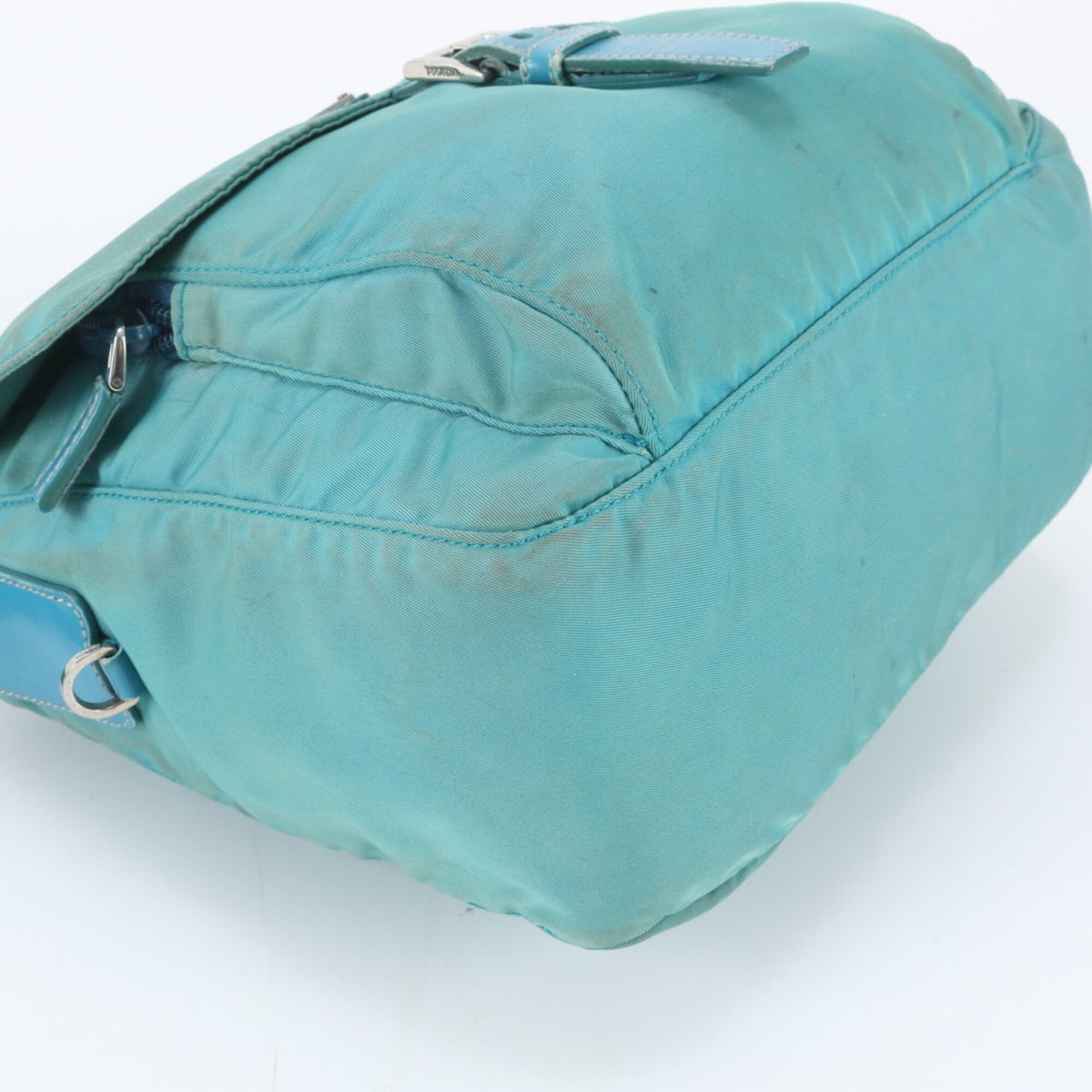 Prada Green Leather Nylon Handbag Shoulder Bag Tote Bag (Pre-Owned)