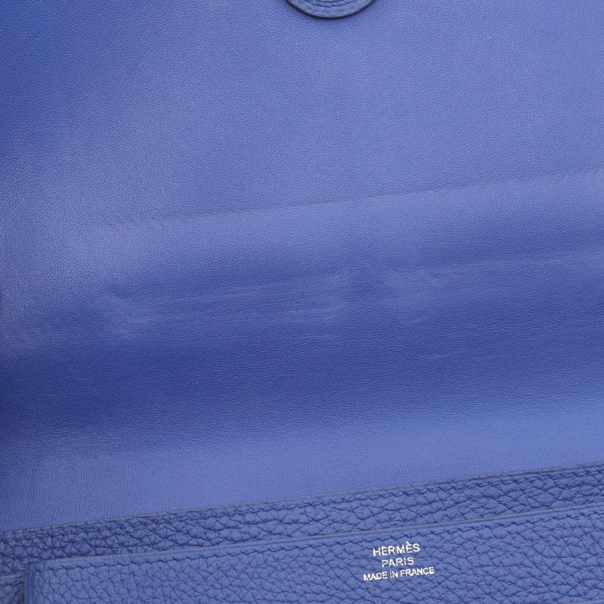 Hermes Blue Togo Leather Long Wallet (Bi-Fold) (Pre-Owned)