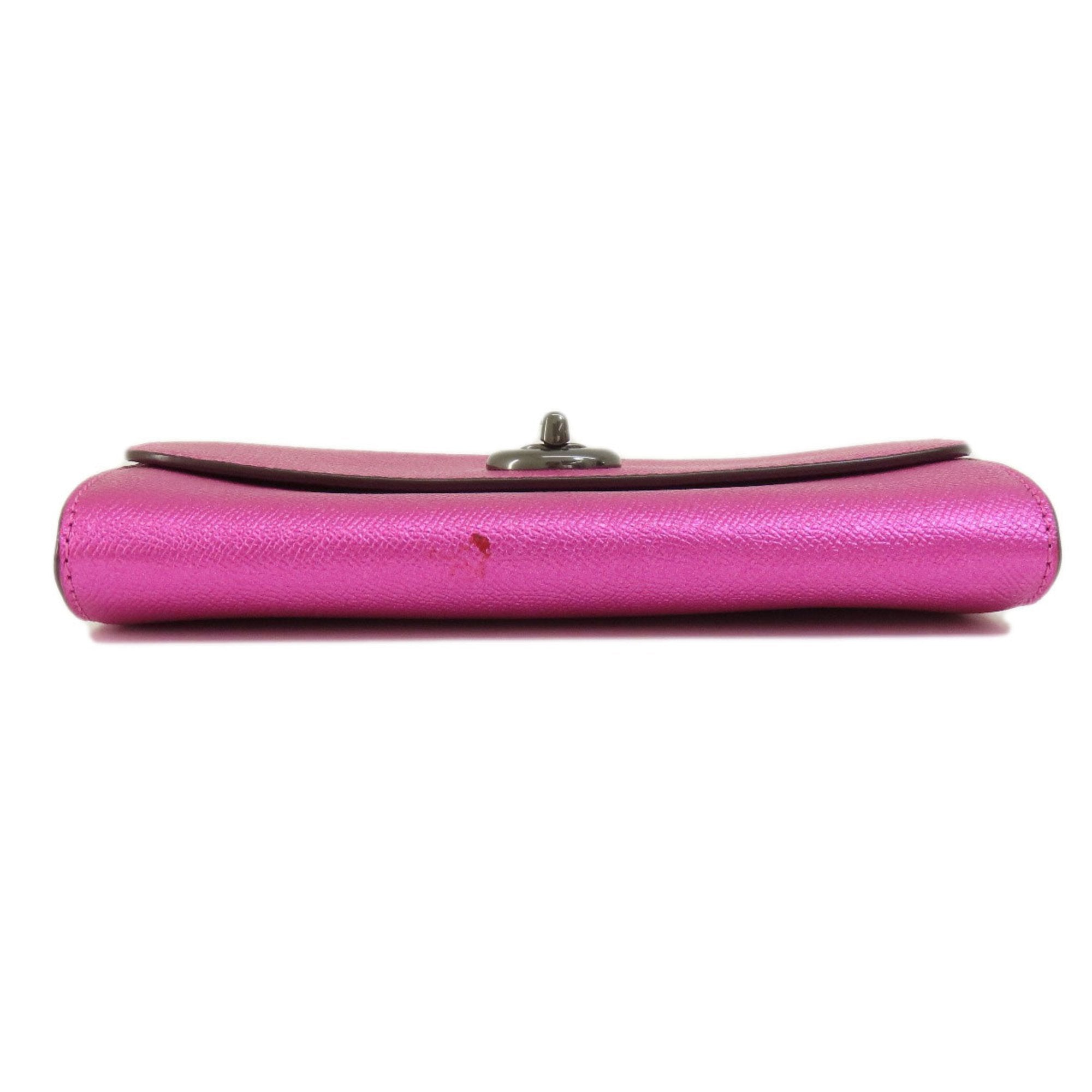 Coach Pink Leather Chain/Shoulder Wallet (Pre-Owned)