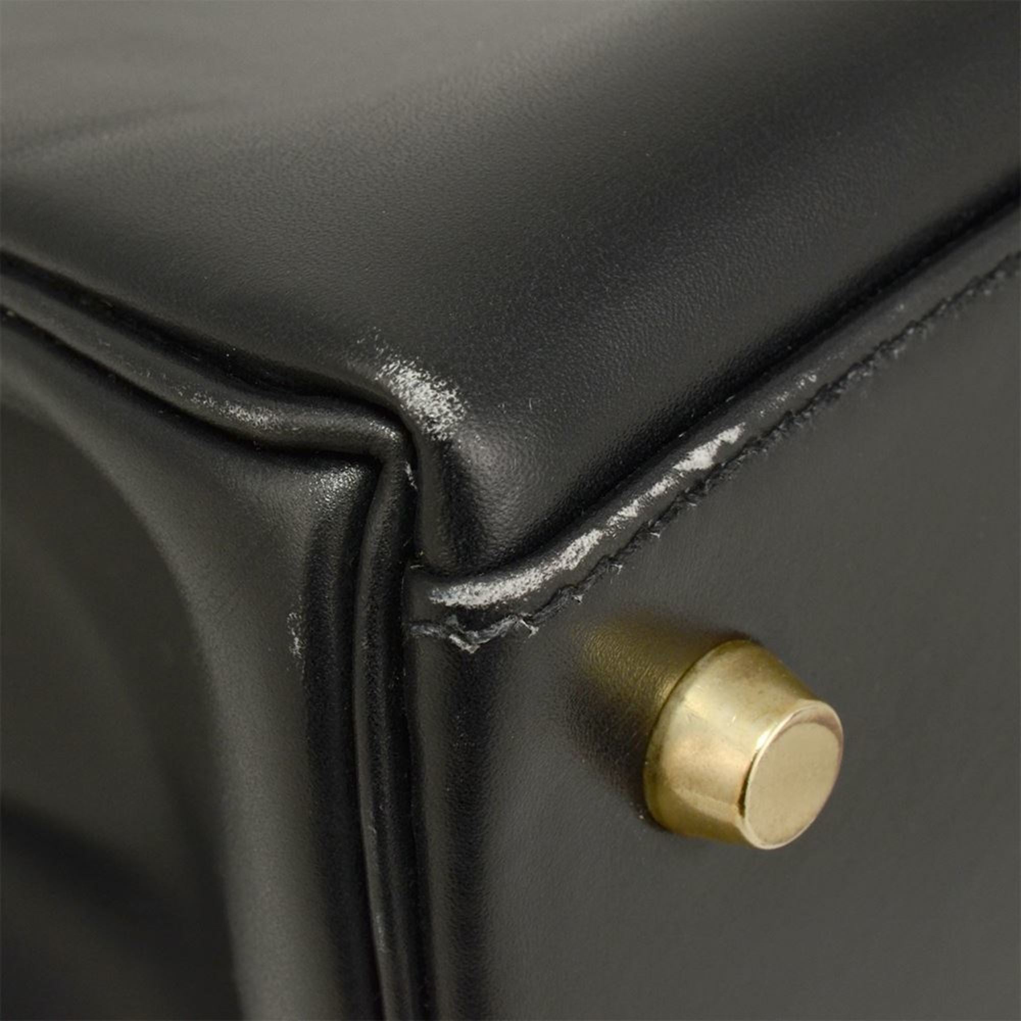 Hermes Black Box Calf Leather Handbag (Pre-Owned)