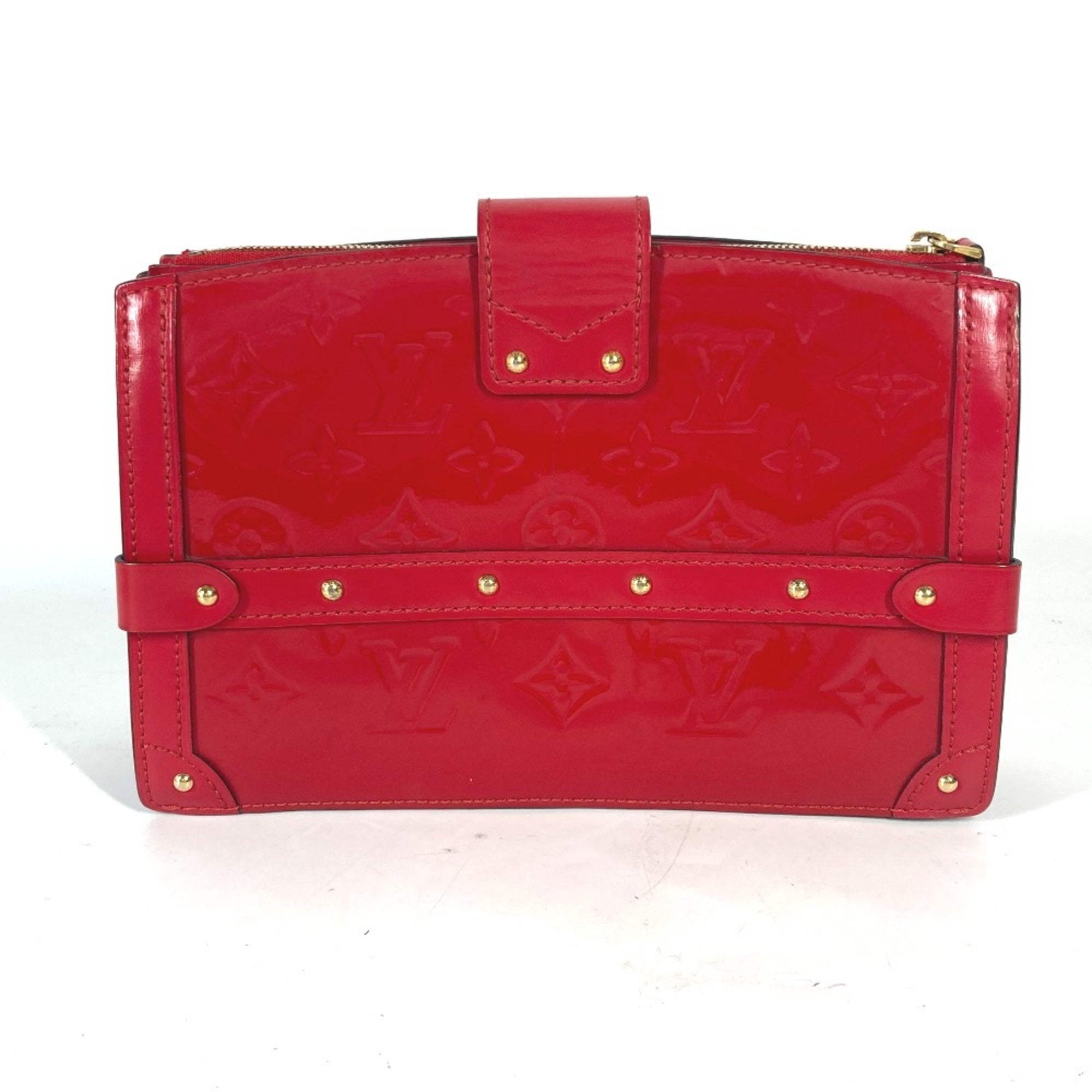 Louis Vuitton Cerise Red Color Monogram Vernis Clutch Bag Shoulder Bag (Pre-Owned)
