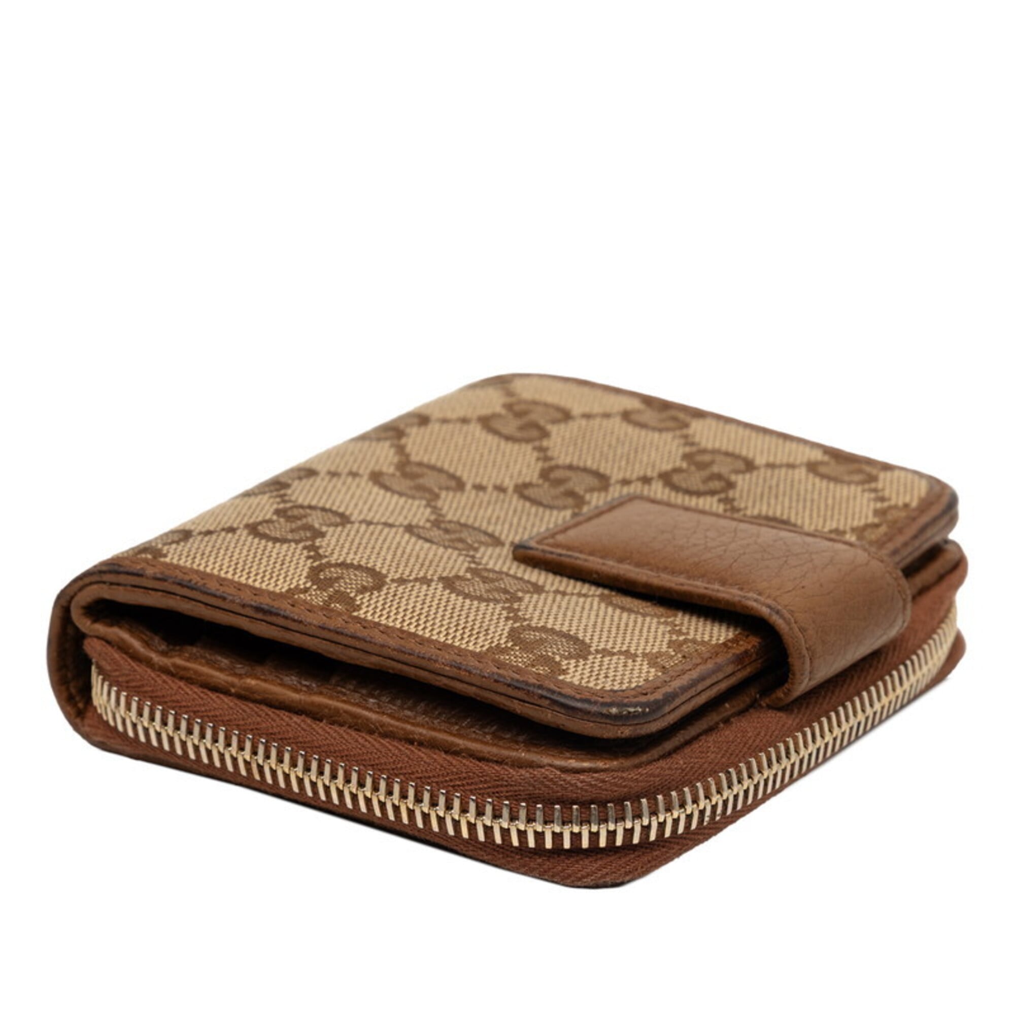 Gucci Beige Brown Canvas Leather Wallet (Bi-Fold) (Pre-Owned)