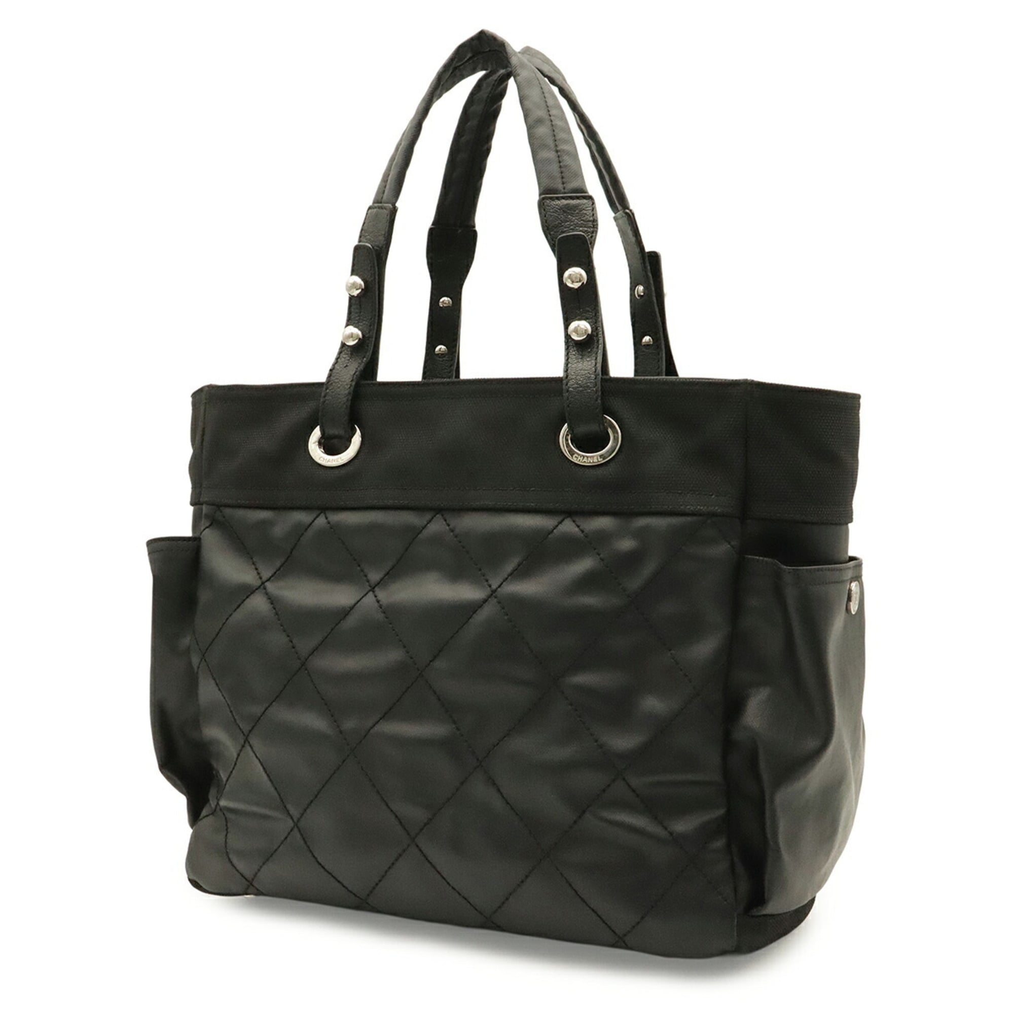Chanel Black Coated Canvas Pouch Shoulder Bag Tote Bag (Pre-Owned)