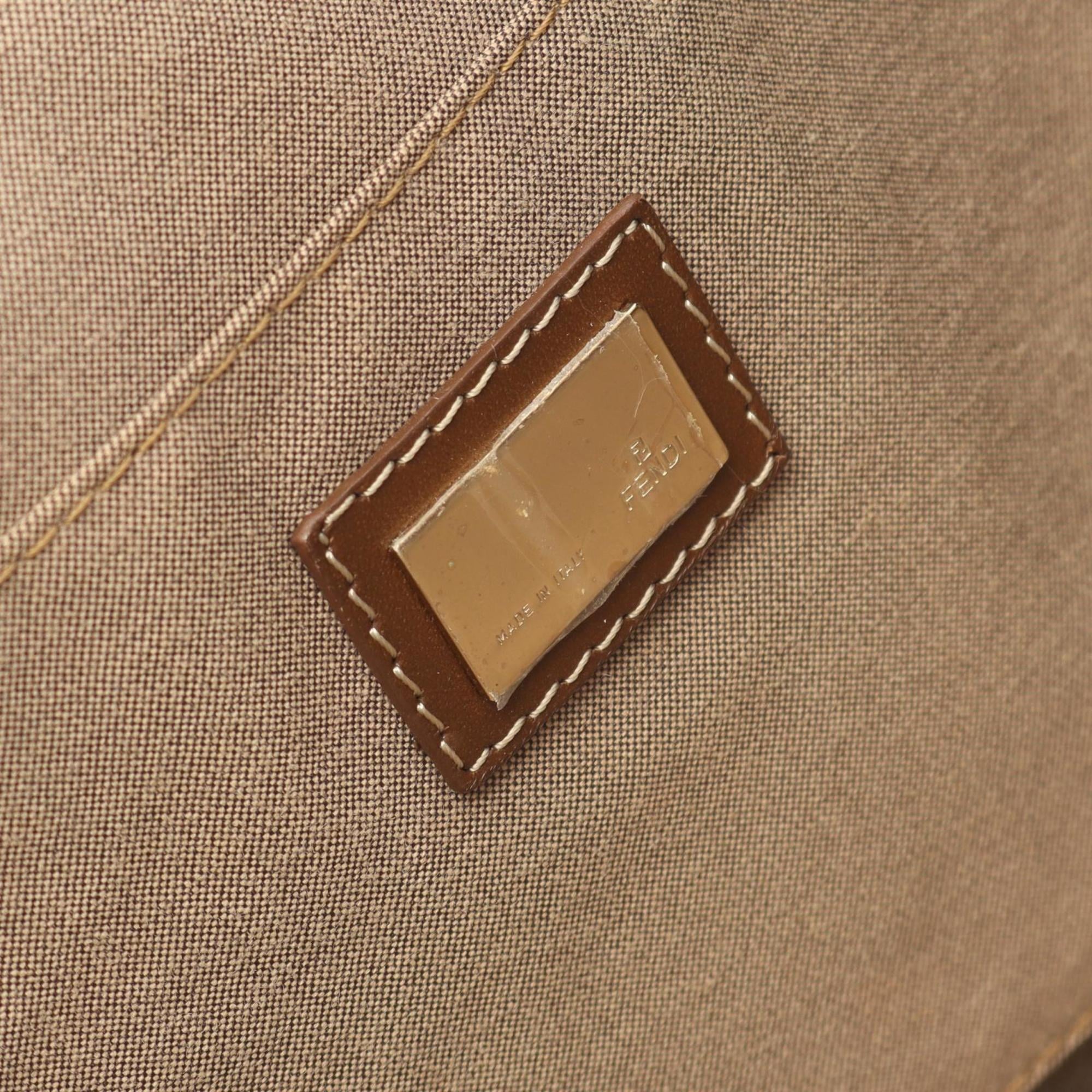 Fendi Beige Brown Canvas Leather Tote Bag (Pre-Owned)