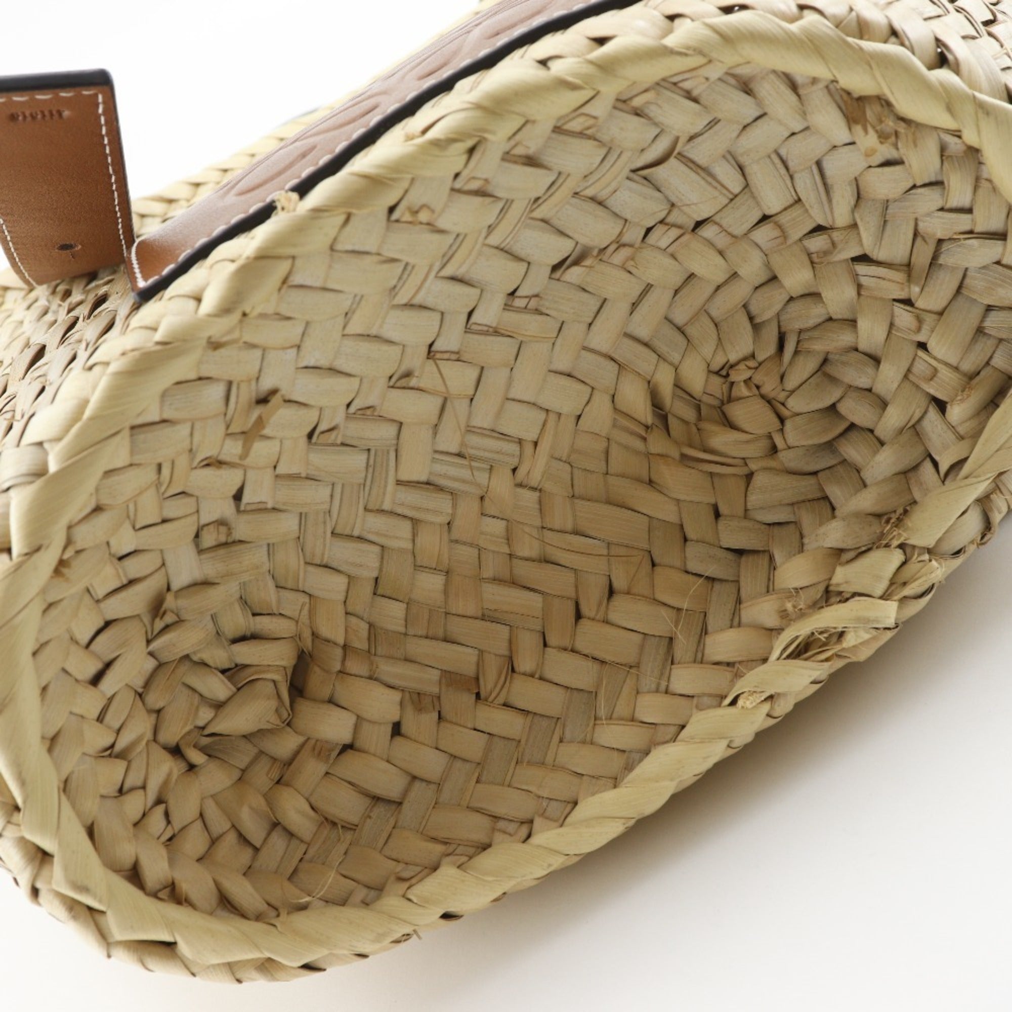 Loewe Beige Raffia Leather Basket Handbag (Pre-Owned)