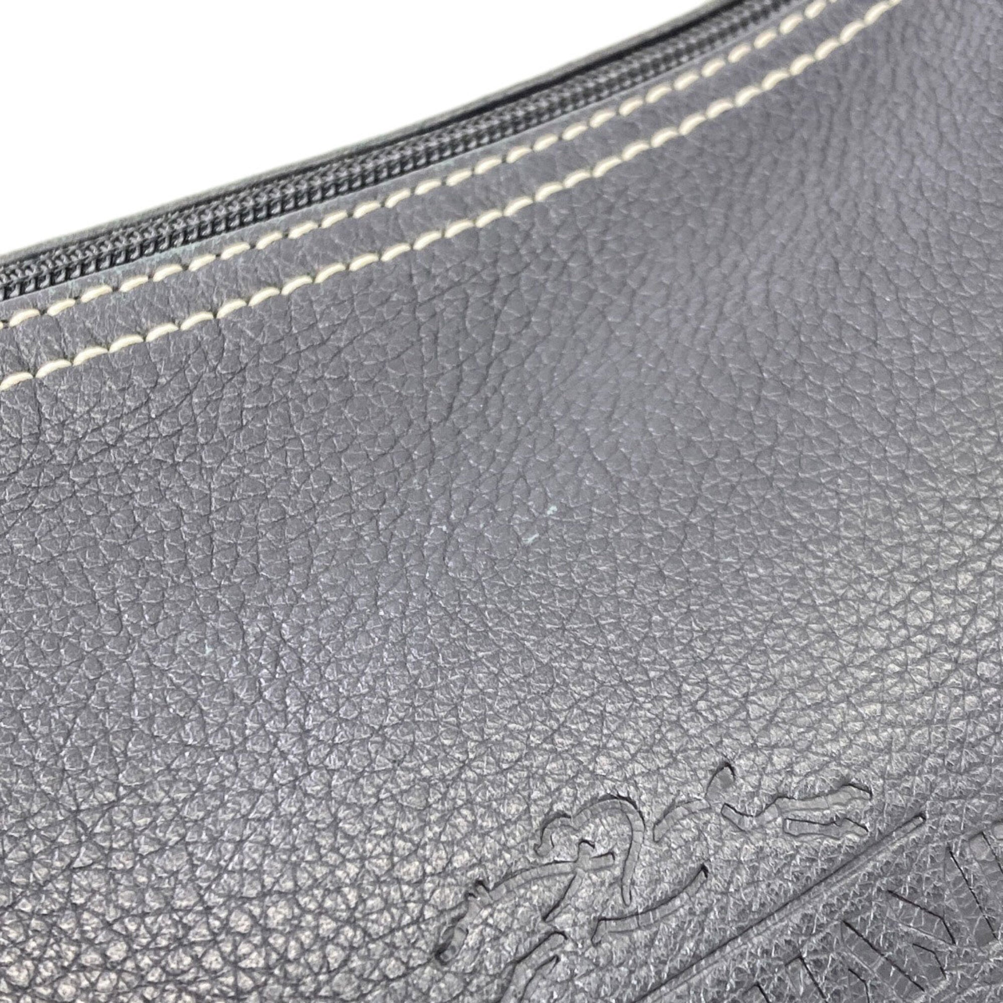 Longchamp Black Leather Shoulder Bag (Pre-Owned)