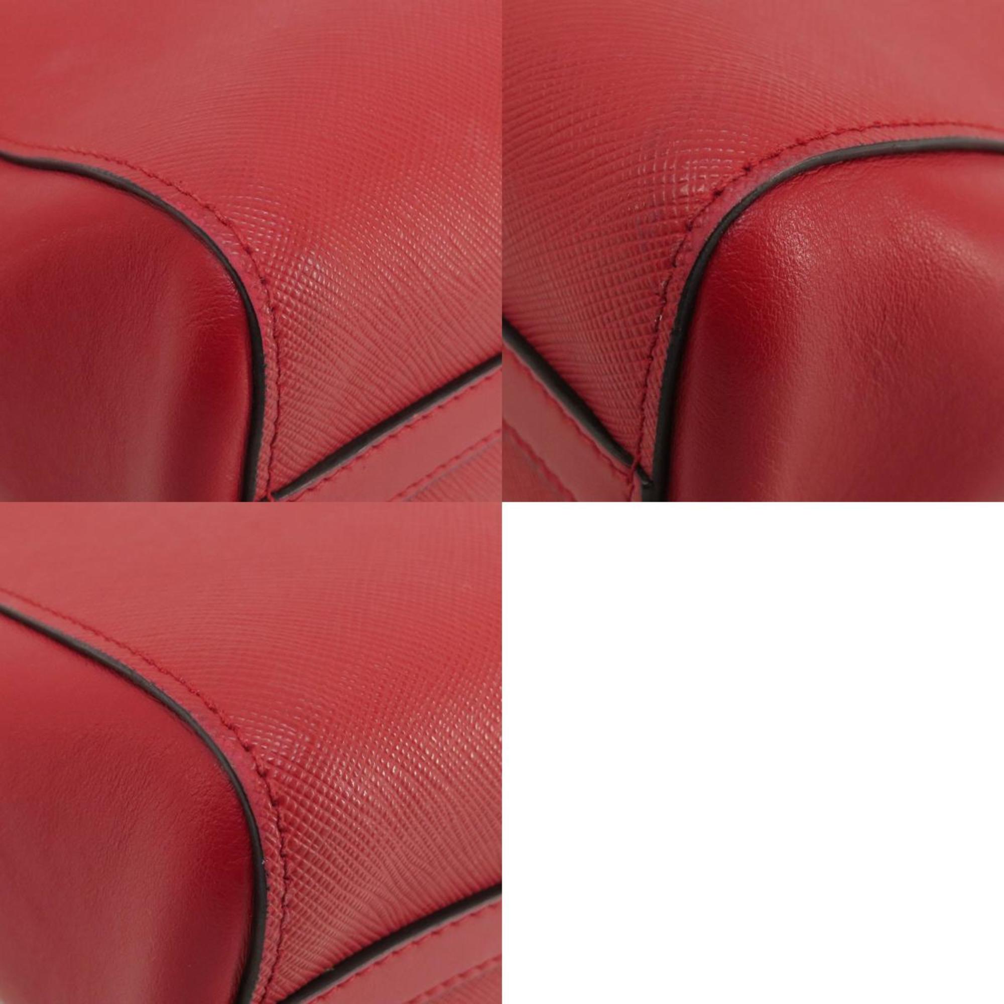 Prada Saffiano Red Color Leather Handbag (Pre-Owned)