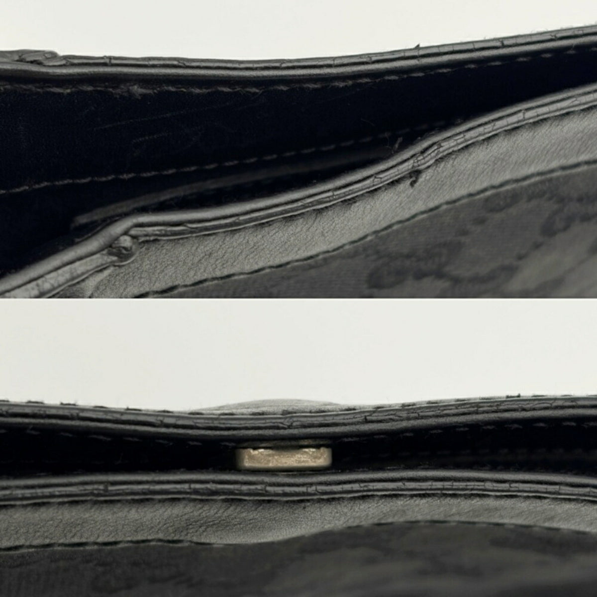 Gucci Black Gg Canvas Leather Shoulder Bag (Pre-Owned)