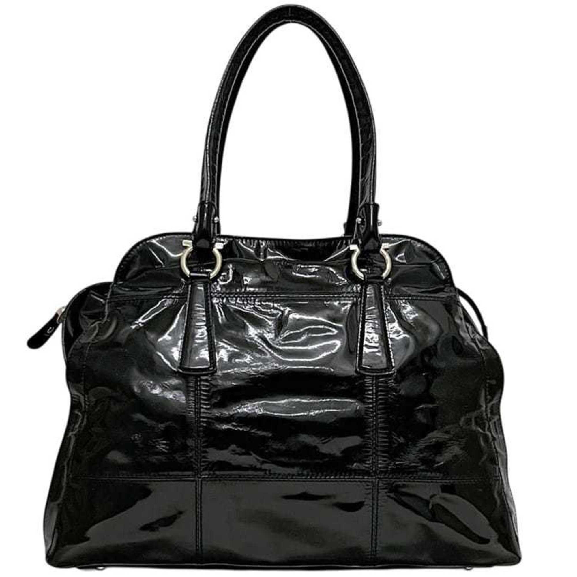 Salvatore Ferragamo Black Patent Leather Tote Bag (Pre-Owned)