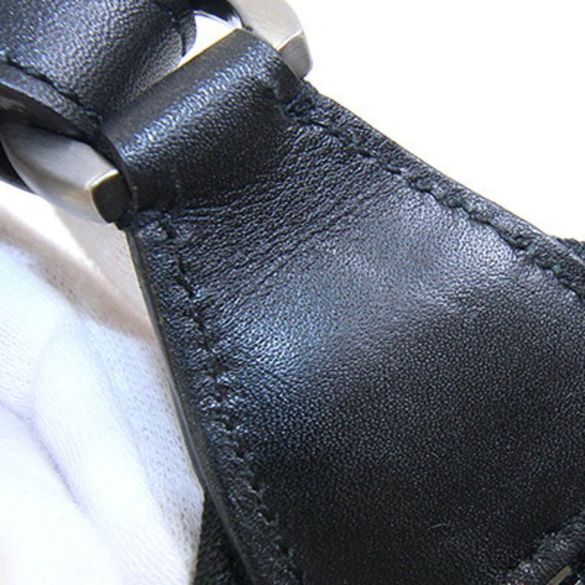 Salvatore Ferragamo Gancini Black Nylon Leather Handbag Pouch (Pre-Owned)