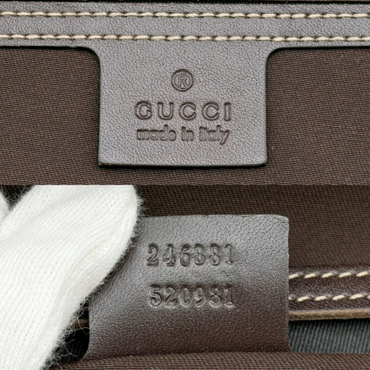 Gucci Beige Dark Brown Pvc Leather Shoulder Bag (Pre-Owned)