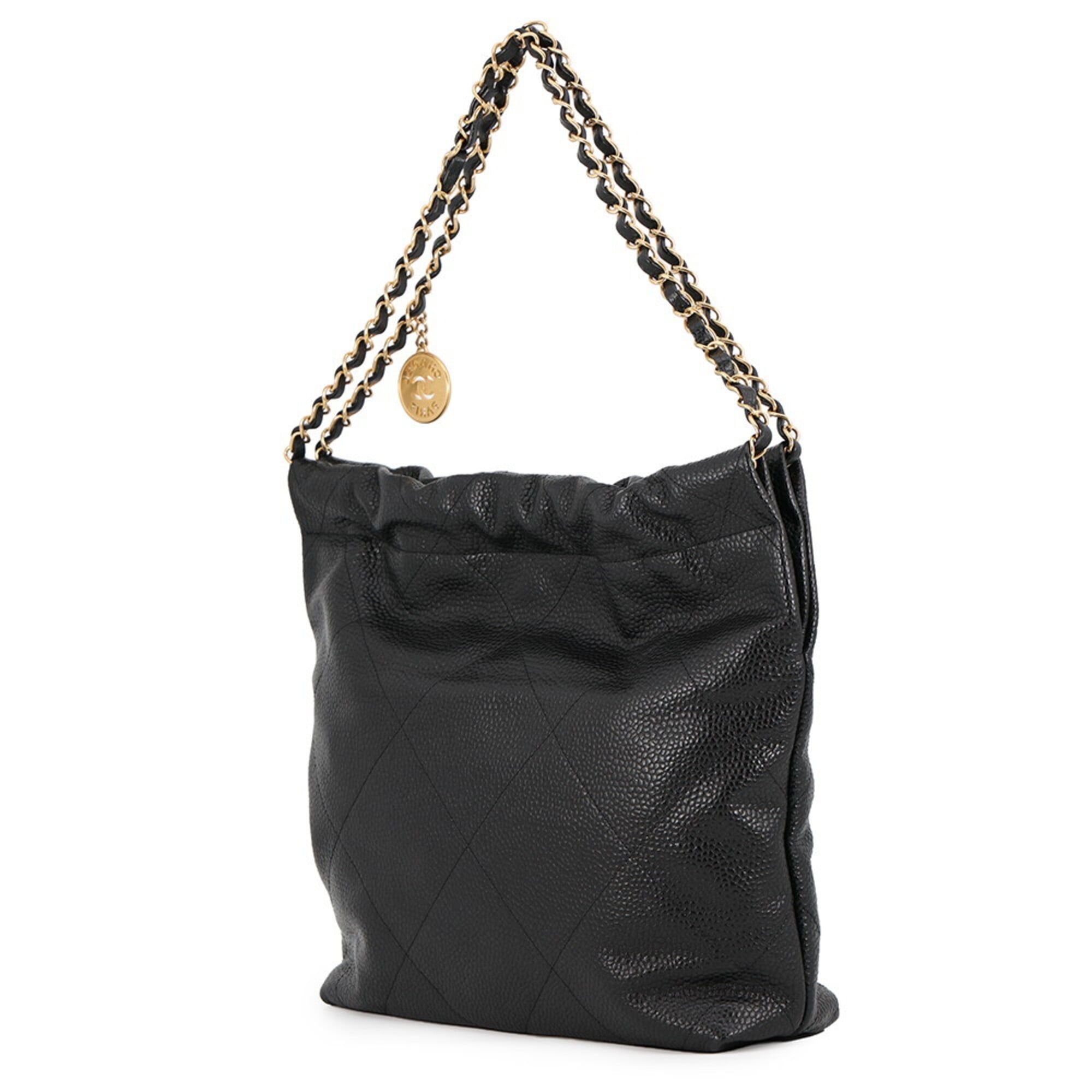 Chanel Matelasse Black Grained Calfskin Handbag (Pre-Owned)