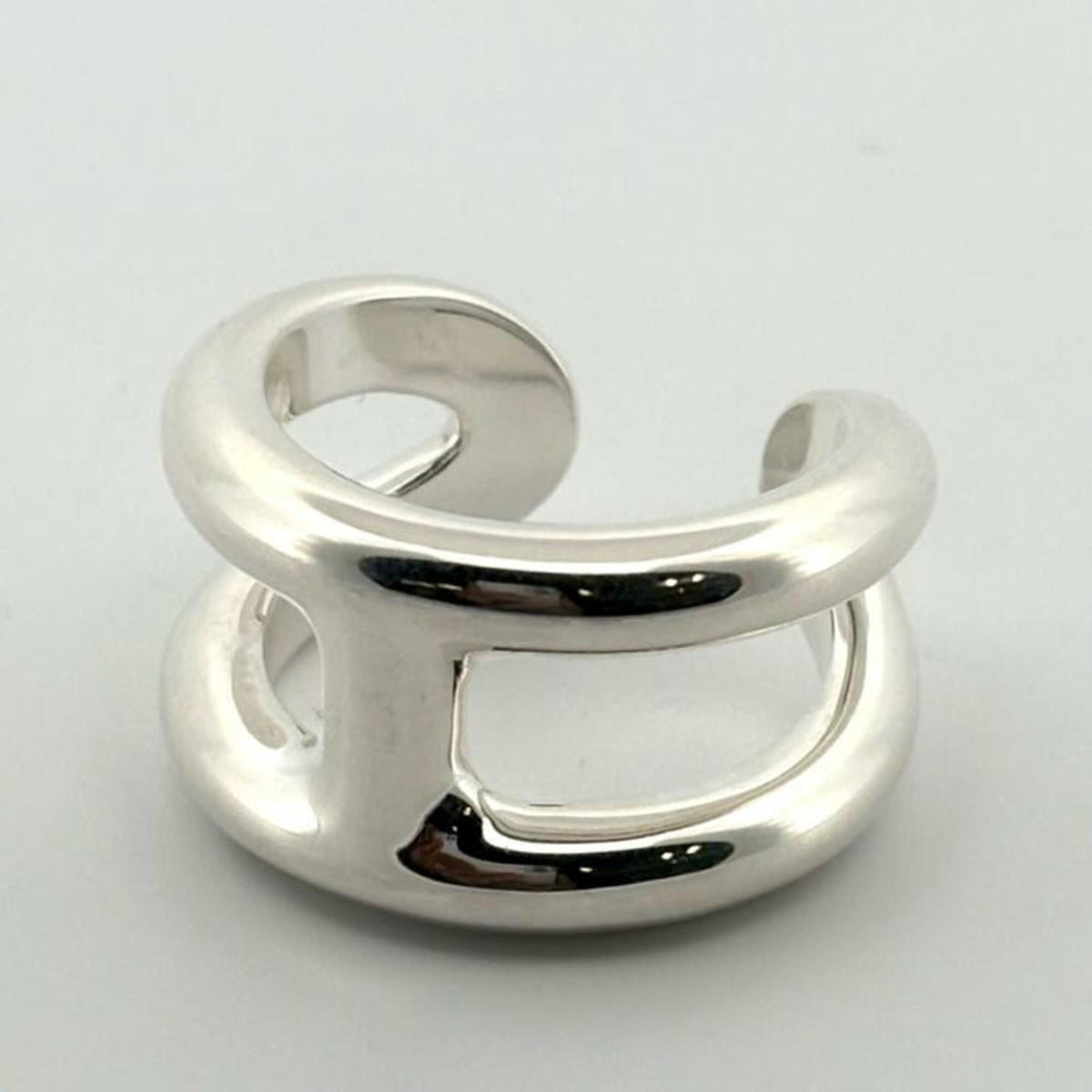 Hermes Silver Silver 925 Band Ring (Pre-Owned)