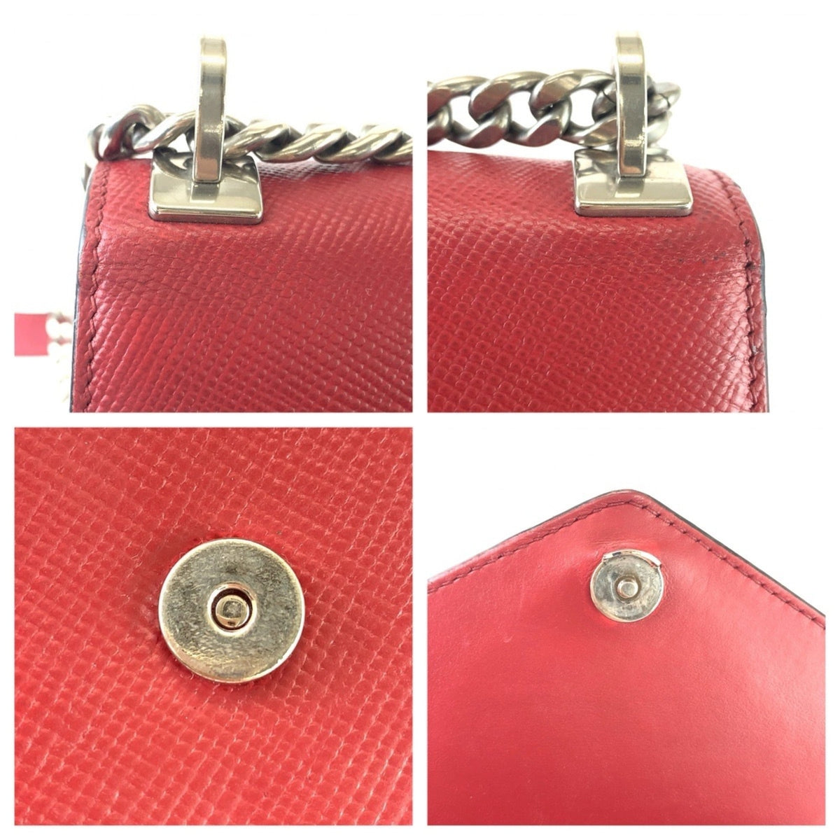 Prada Saffiano Red Color Leather Pochette Shoulder Bag (Pre-Owned)