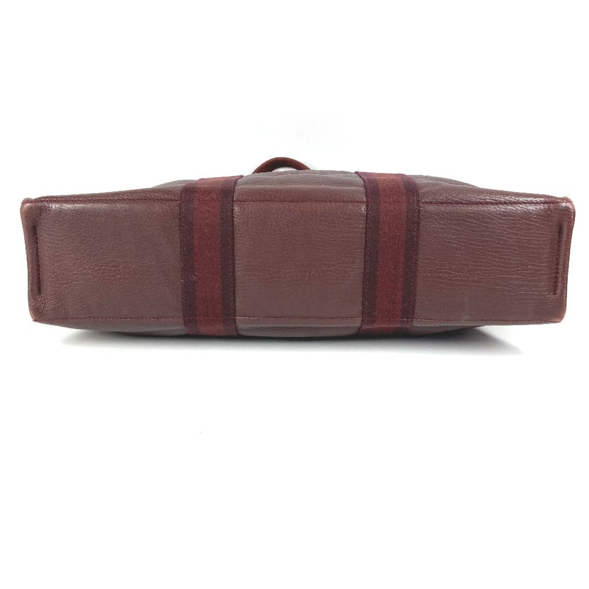 Hermes Wine Cotton Leather Handbag Tote Bag (Pre-Owned)