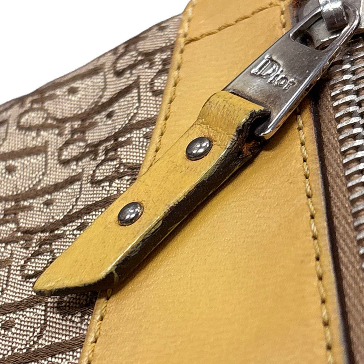 Christian Dior Trotter Beige Canvas Leather Shoulder Bag (Pre-Owned)