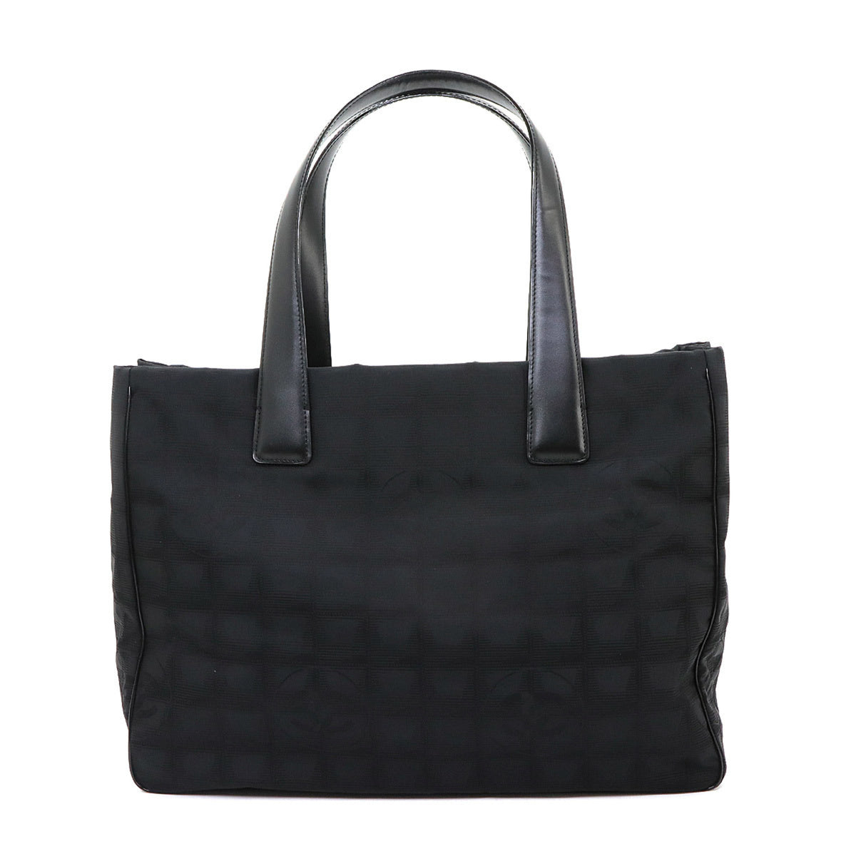 Chanel Black Jacquard Leather Handbag Tote Bag (Pre-Owned)