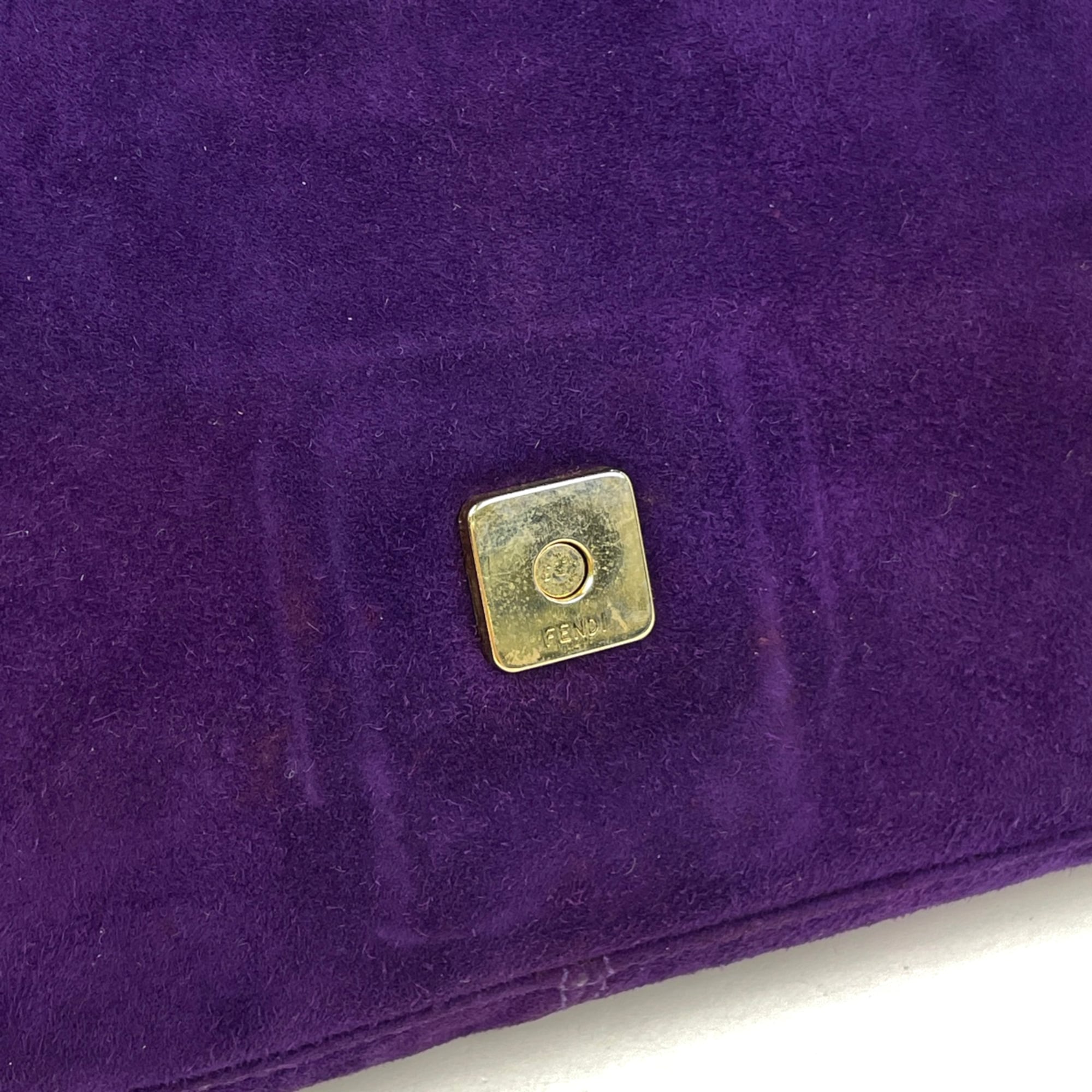 Fendi Purple Suede Leather Shoulder Bag (Pre-Owned)