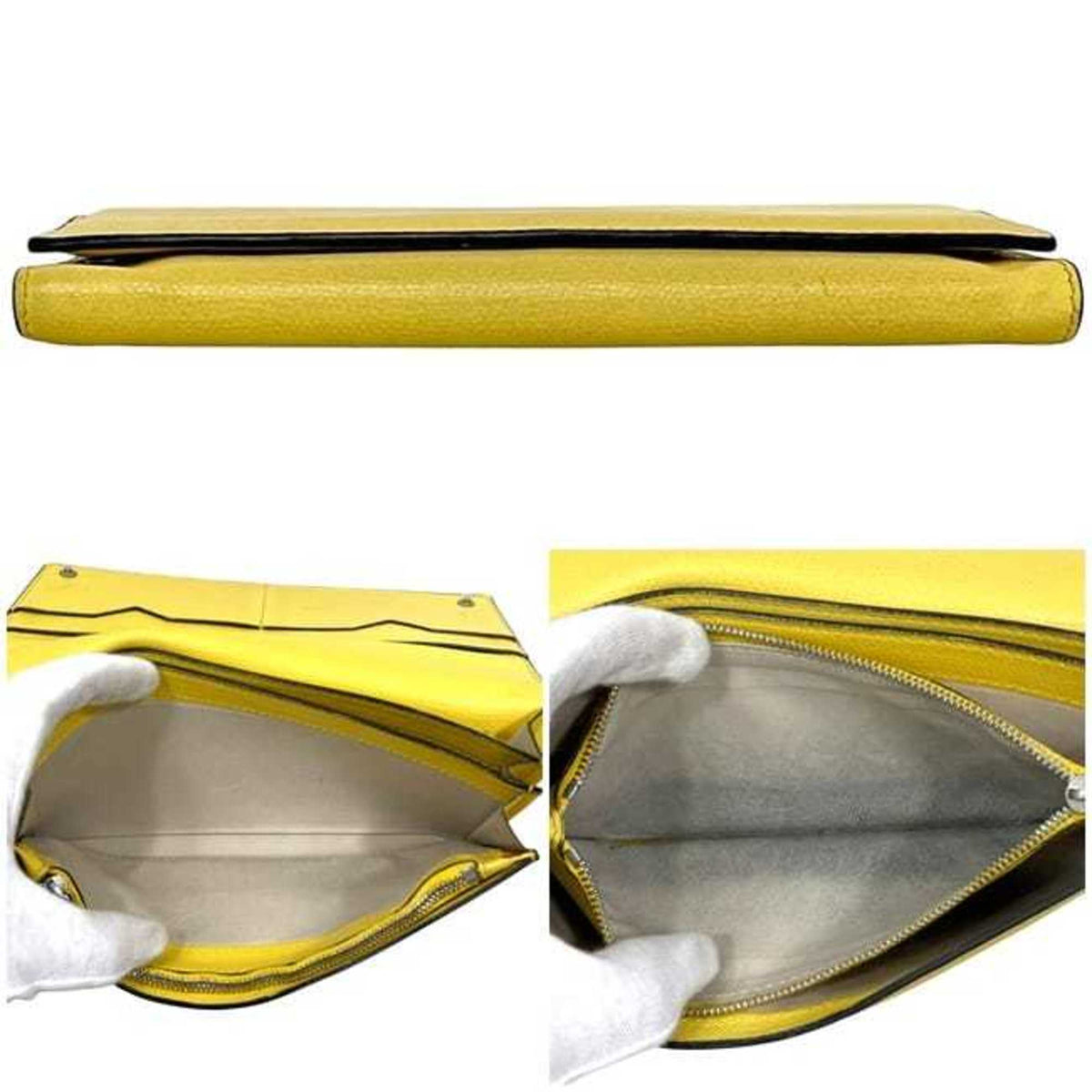 Valextra Yellow Leather Long Wallet (Bi-Fold) (Pre-Owned)