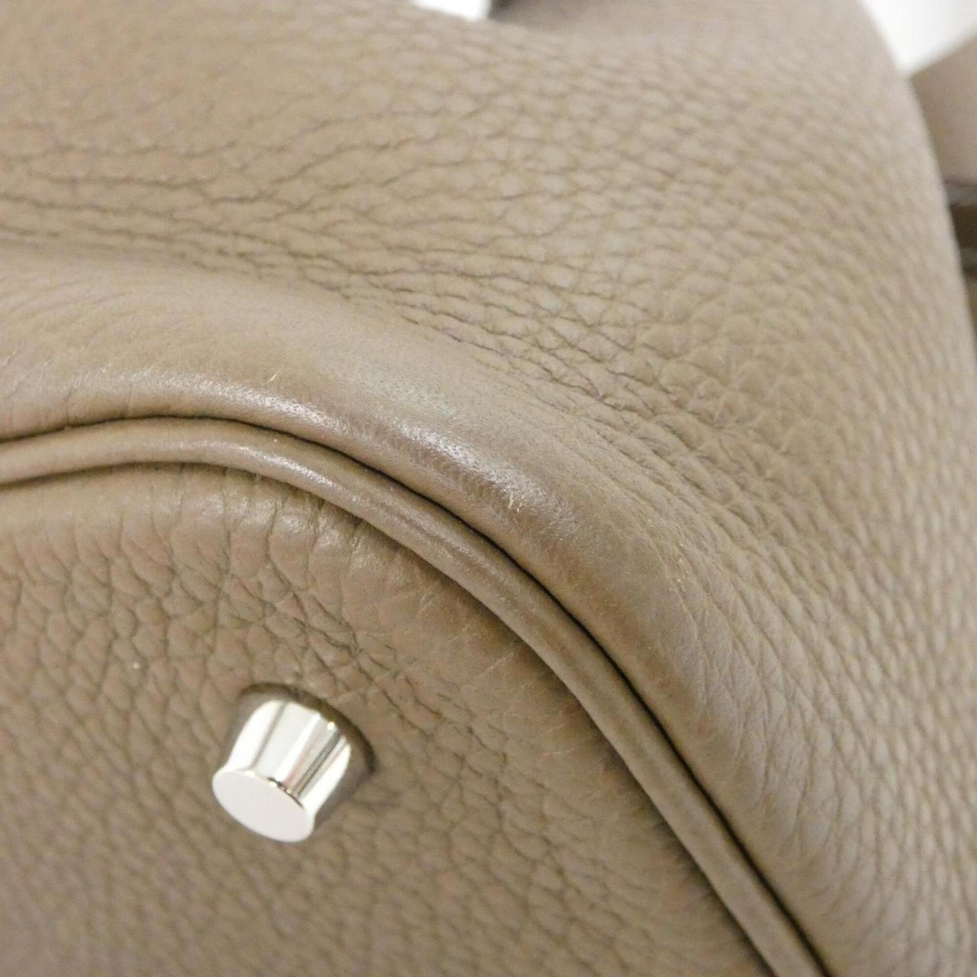Hermes Beige Etoupe Gray Taurillon Clemence Leather Handbag (Pre-Owned)