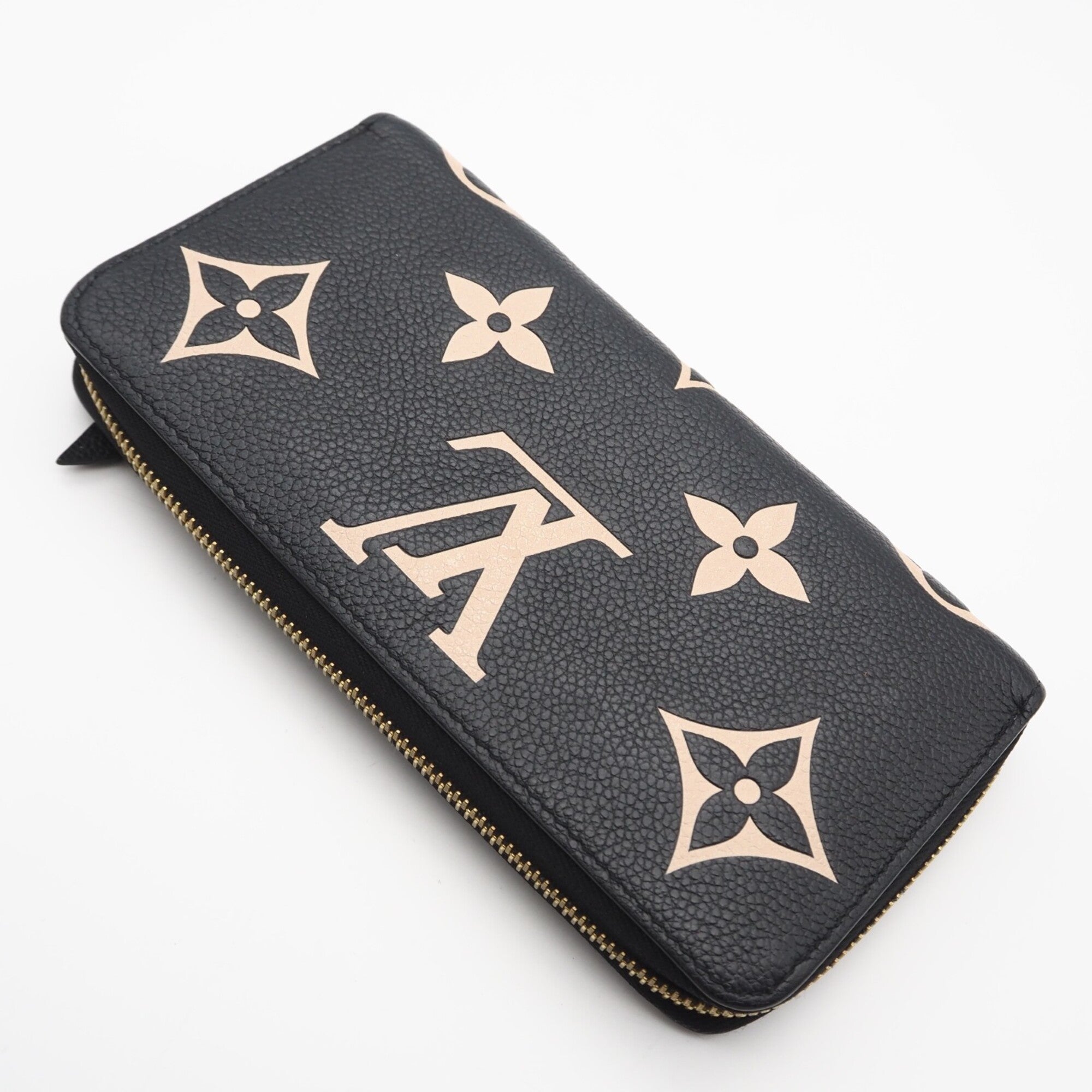 Louis Vuitton Monogram Empreinte Beige Black Long Wallet (Bi-Fold) (Pre-Owned)
