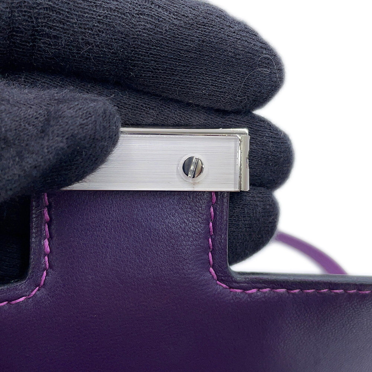 Hermes Constance Anemone Cassis Chevre Myzore Leather Handbag Shoulder Bag (Pre-Owned)