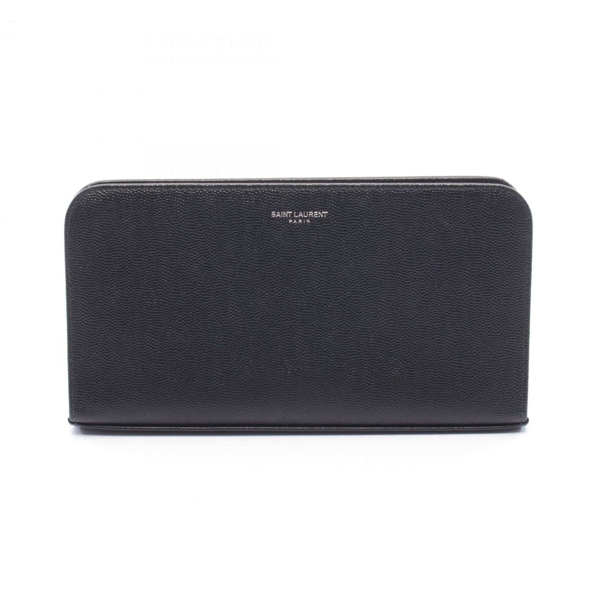 Yves Saint Laurent Black Leather Long Wallet (Bi-Fold) (Pre-Owned)