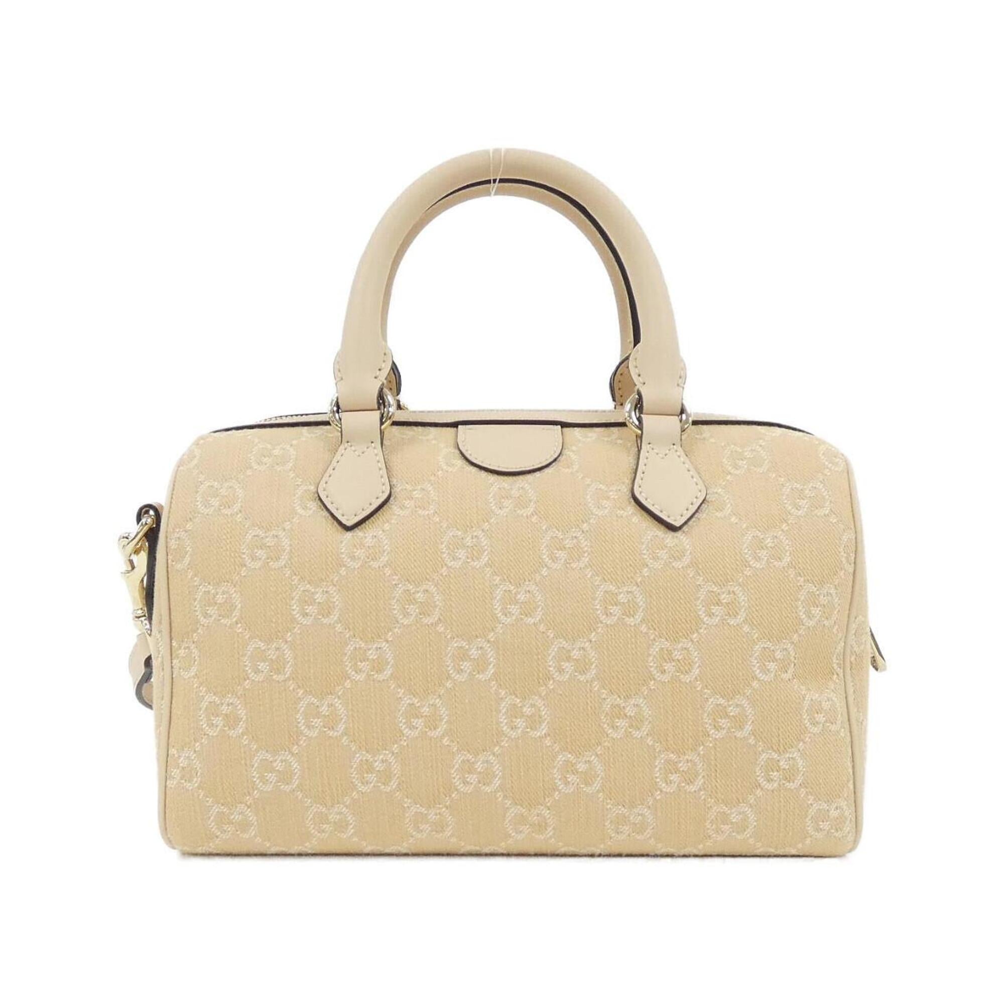 Gucci Light Beige Denim Leather Boston Bag (Pre-Owned)