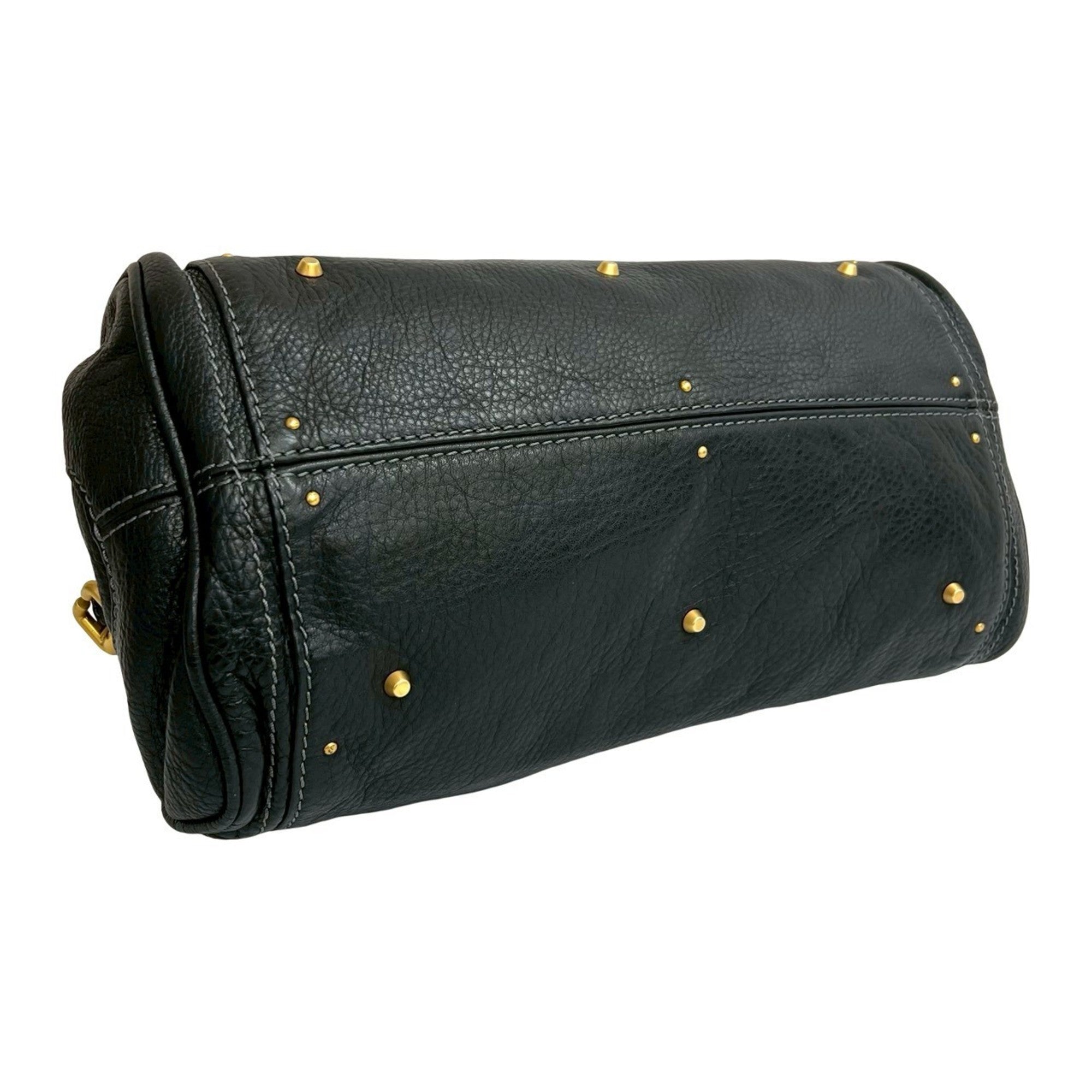 Chloé Black Leather Boston Bag Handbag Tote Bag (Pre-Owned)