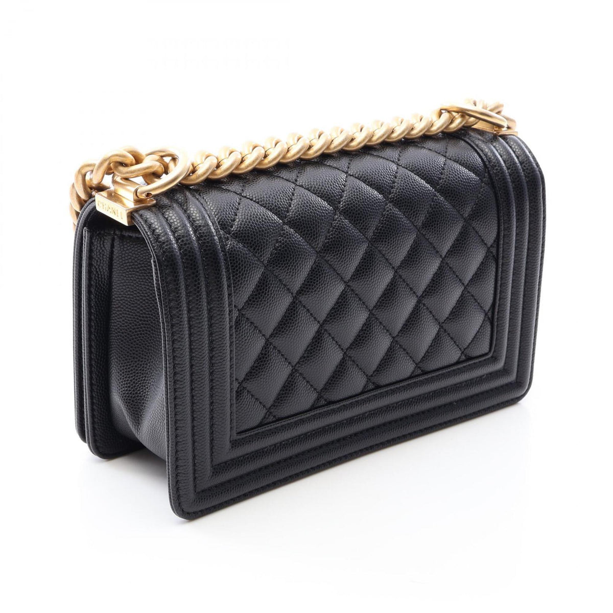 Chanel Black Grained Calfskin Handbag Shoulder Bag (Pre-Owned)