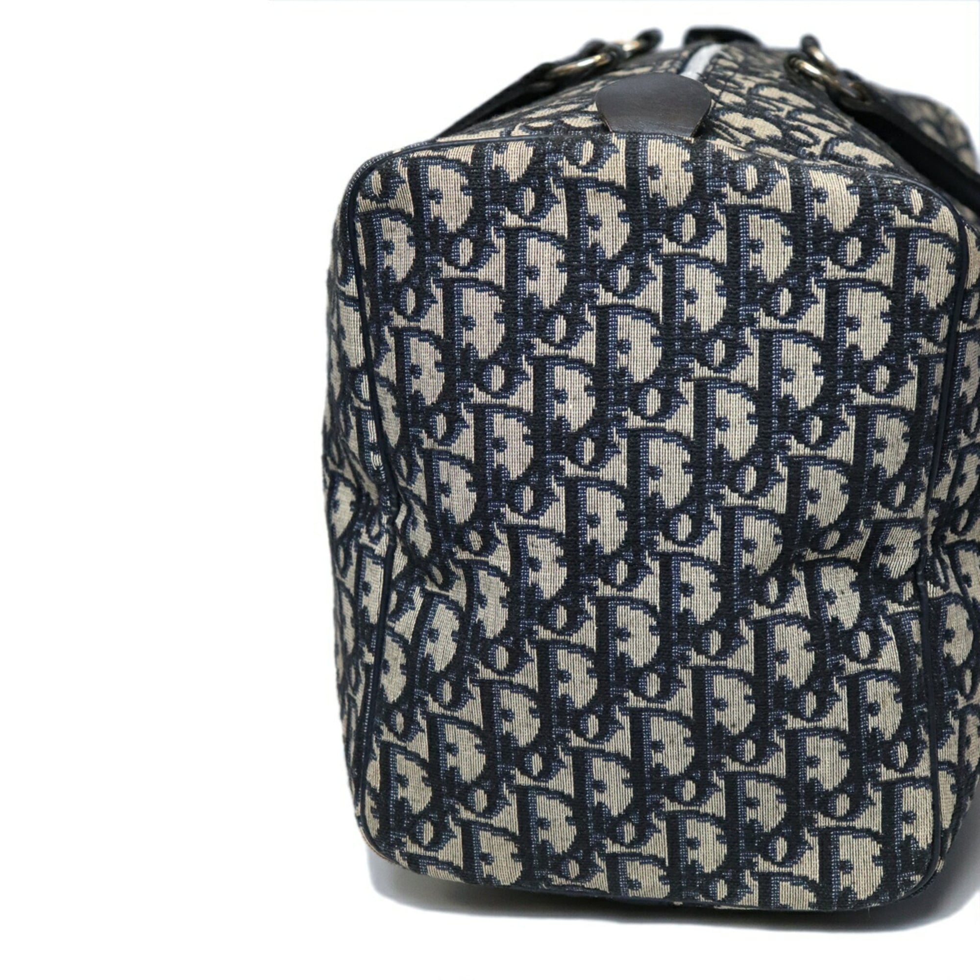 Christian Dior Navy Canvas Leather Boston Bag (Pre-Owned)