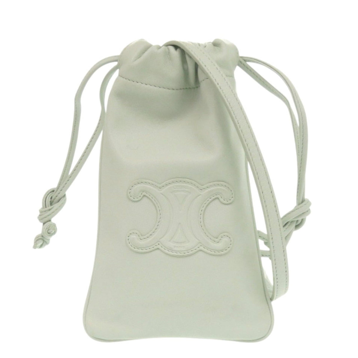 Celine Light Green Leather Pouch Shoulder Bag (Pre-Owned)