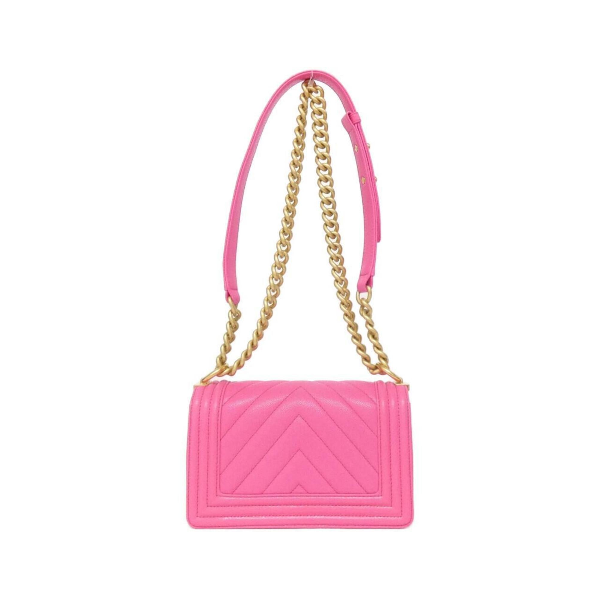 Chanel Pink Grained Calfskin Shoulder Bag (Pre-Owned)