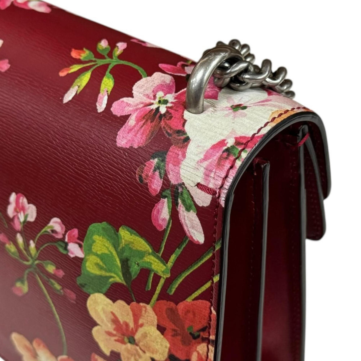 Gucci Gg Blooms Red Color Leather Handbag Shoulder Bag (Pre-Owned)