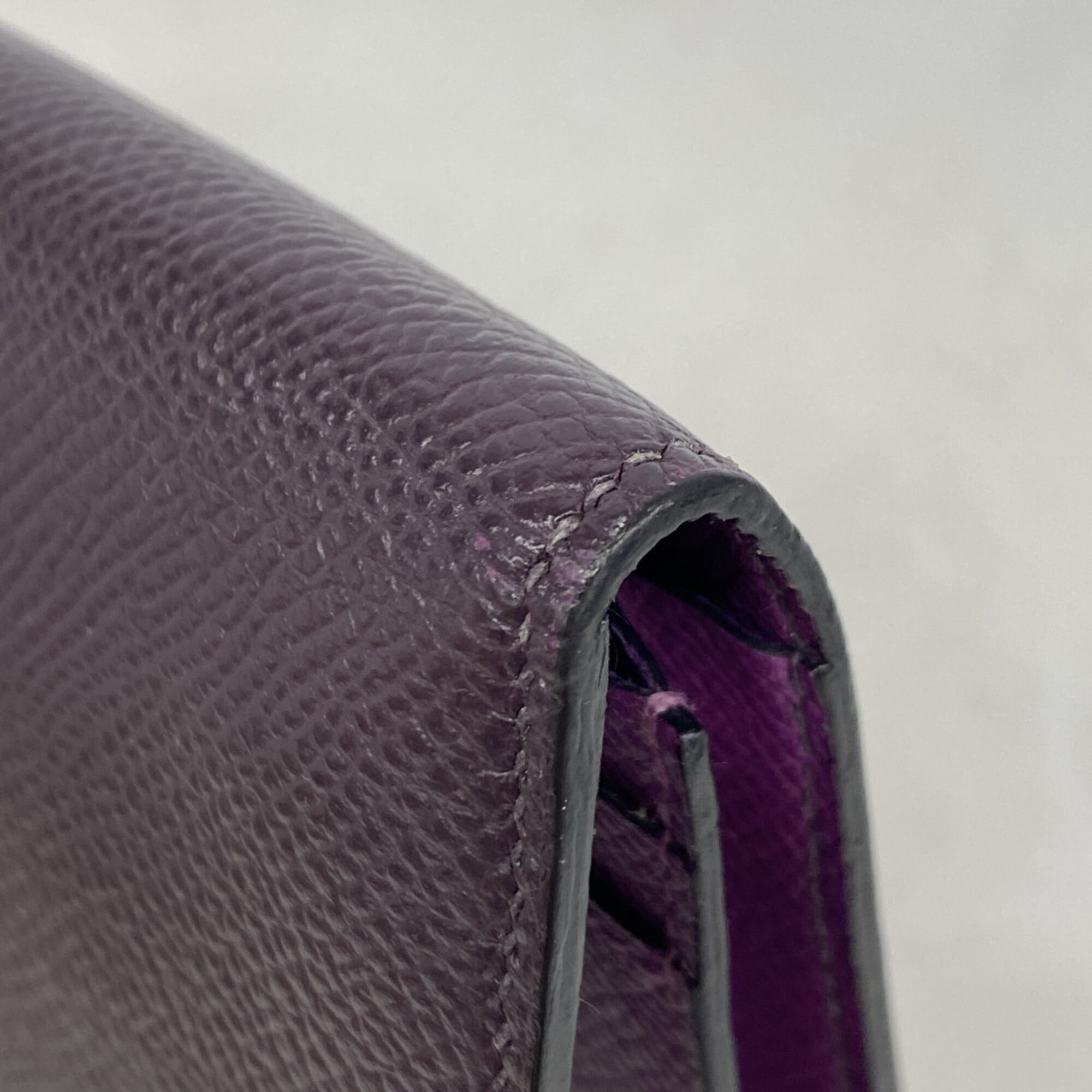 Hermes Anemone Raisin Leather Long Wallet (Bi-Fold) (Pre-Owned)